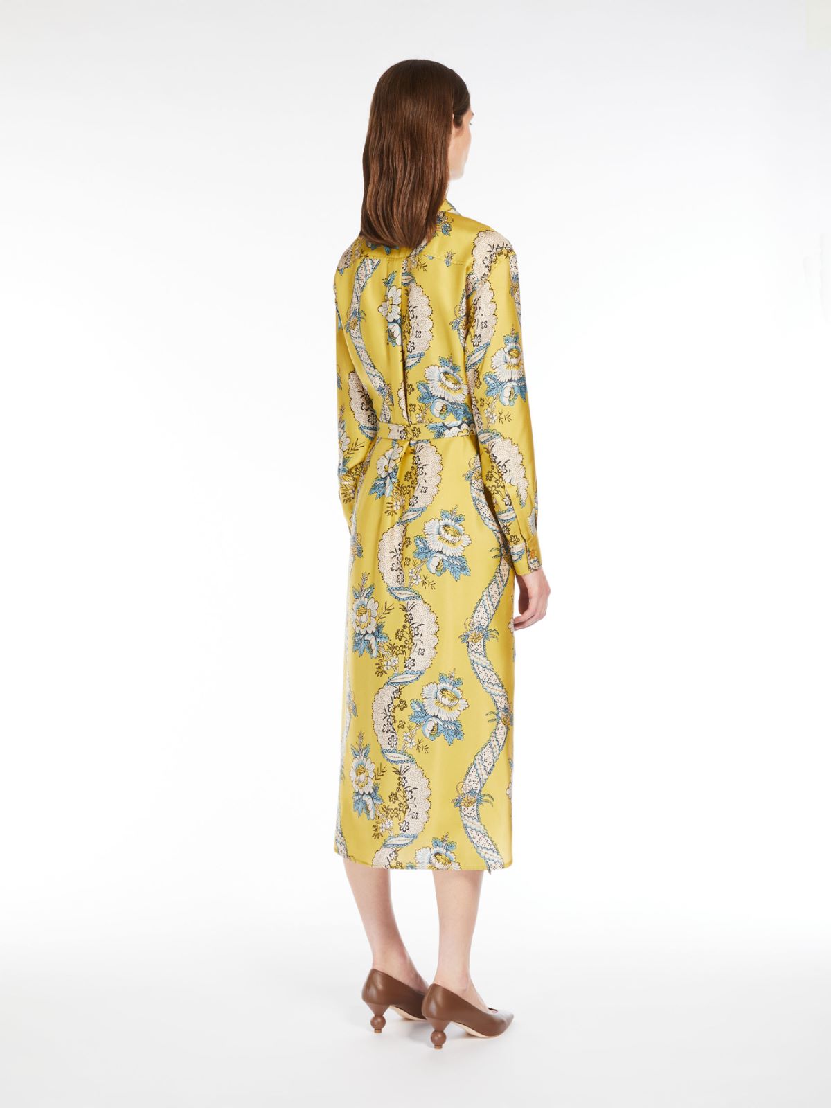 Printed silk shirt dress