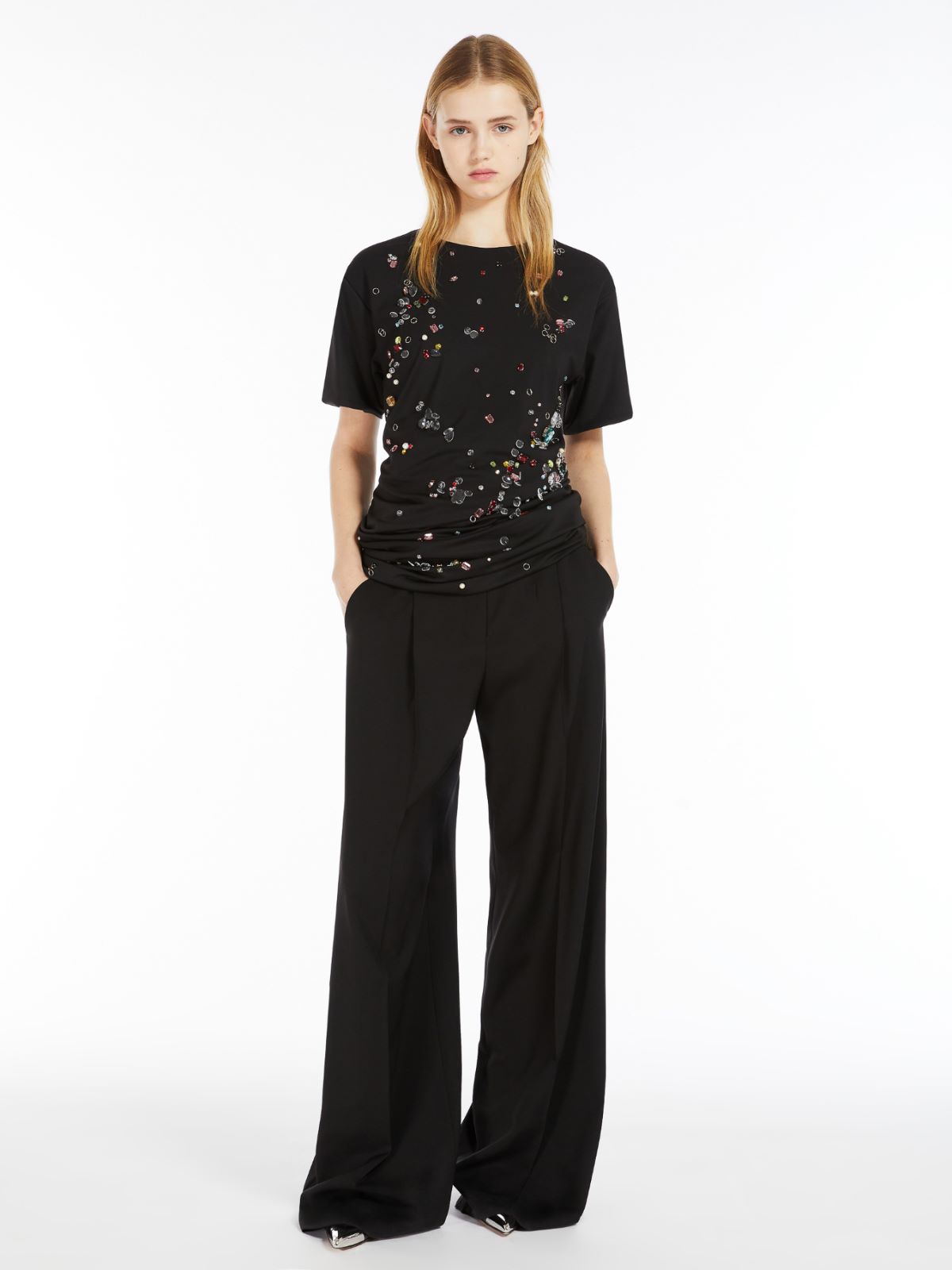 Oversized stretch wool trousers