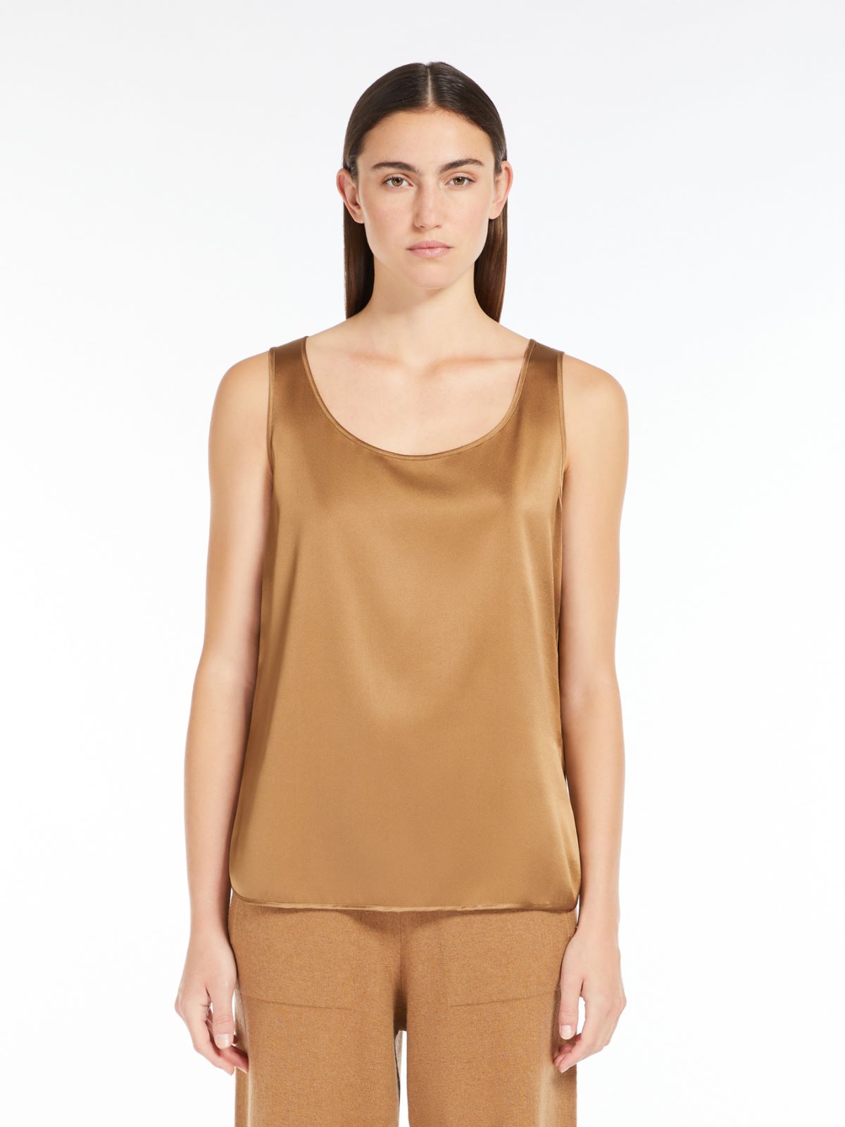 Stretch silk satin top