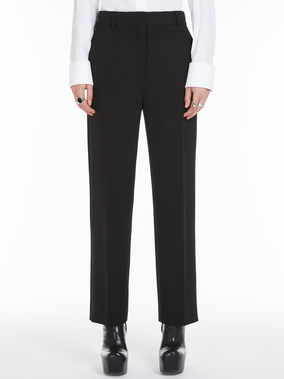 Slim-fit stretch wool trousers