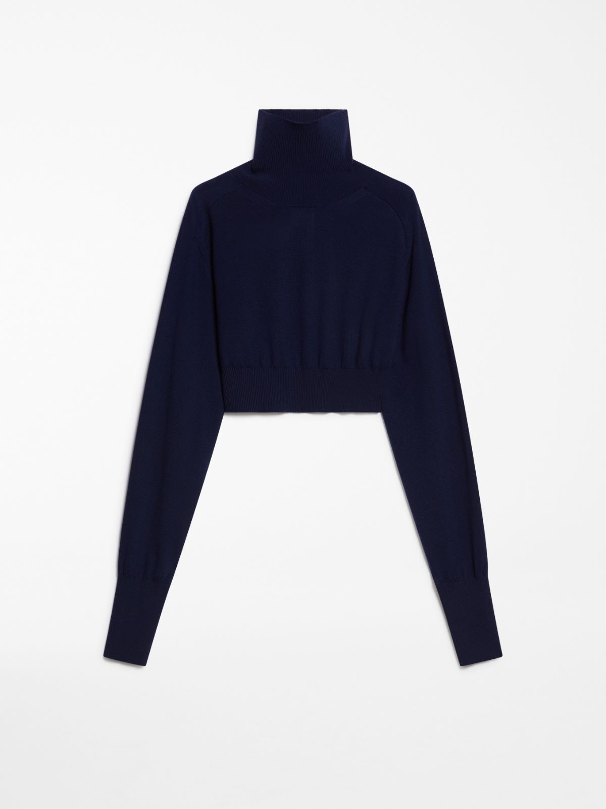 Cropped mock polo-neck sweater