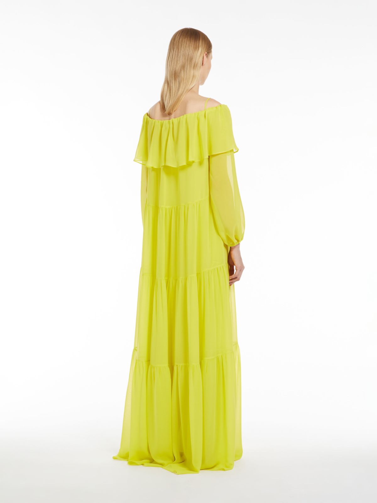 Printed silk off-the-shoulder dress