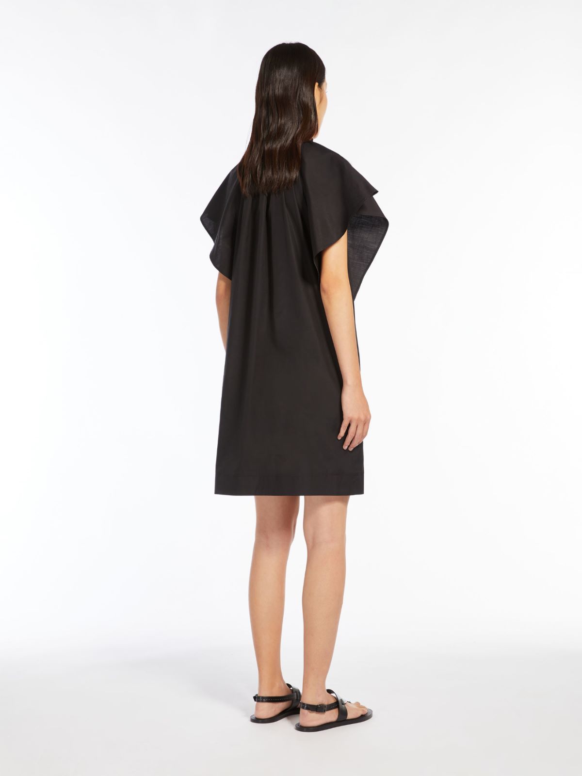 Poplin mini dress with flounce