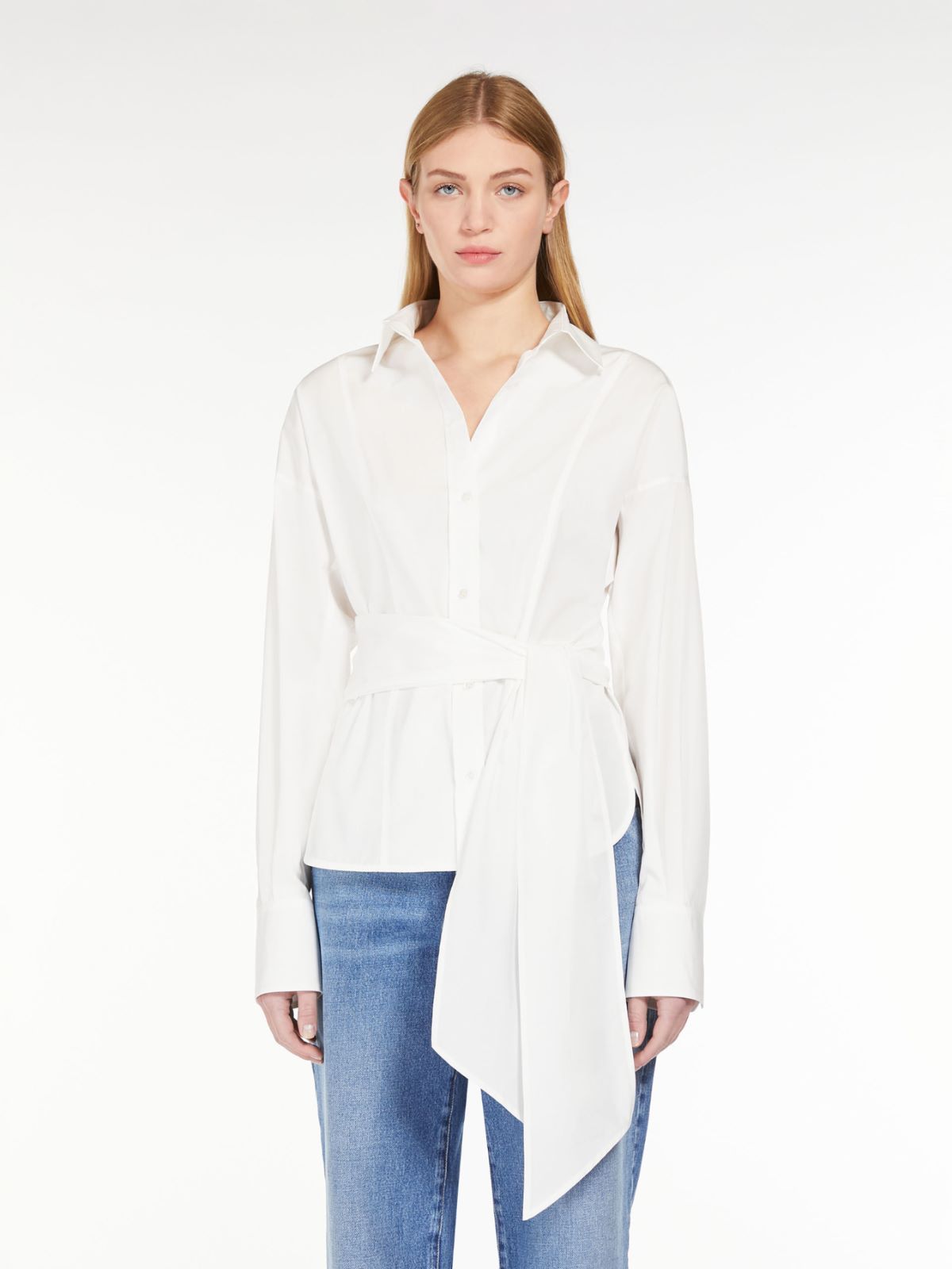 Cotton poplin crossover shirt