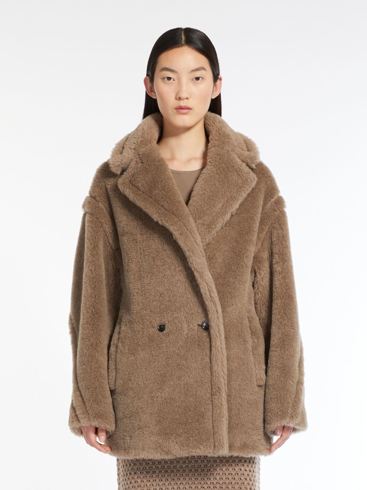 Short Teddy Bear Icon Coat in alpaca and wool