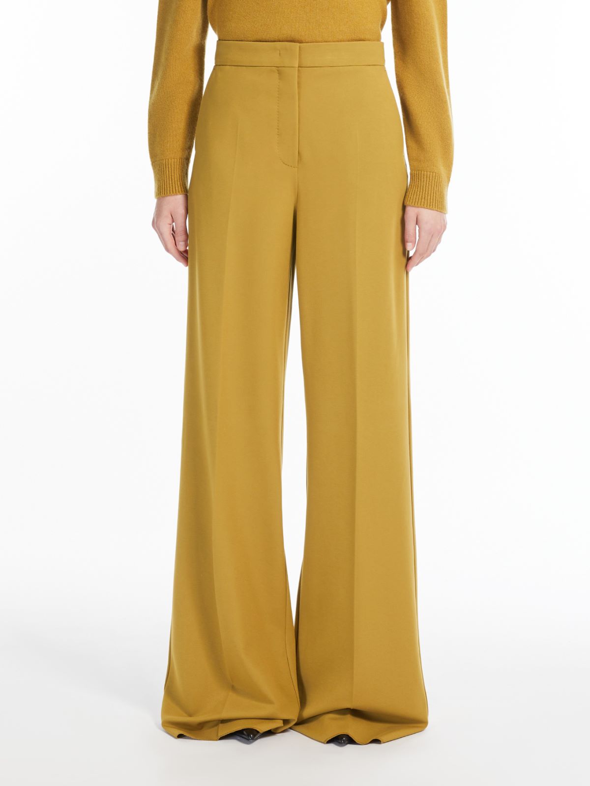 Long compact jersey trousers