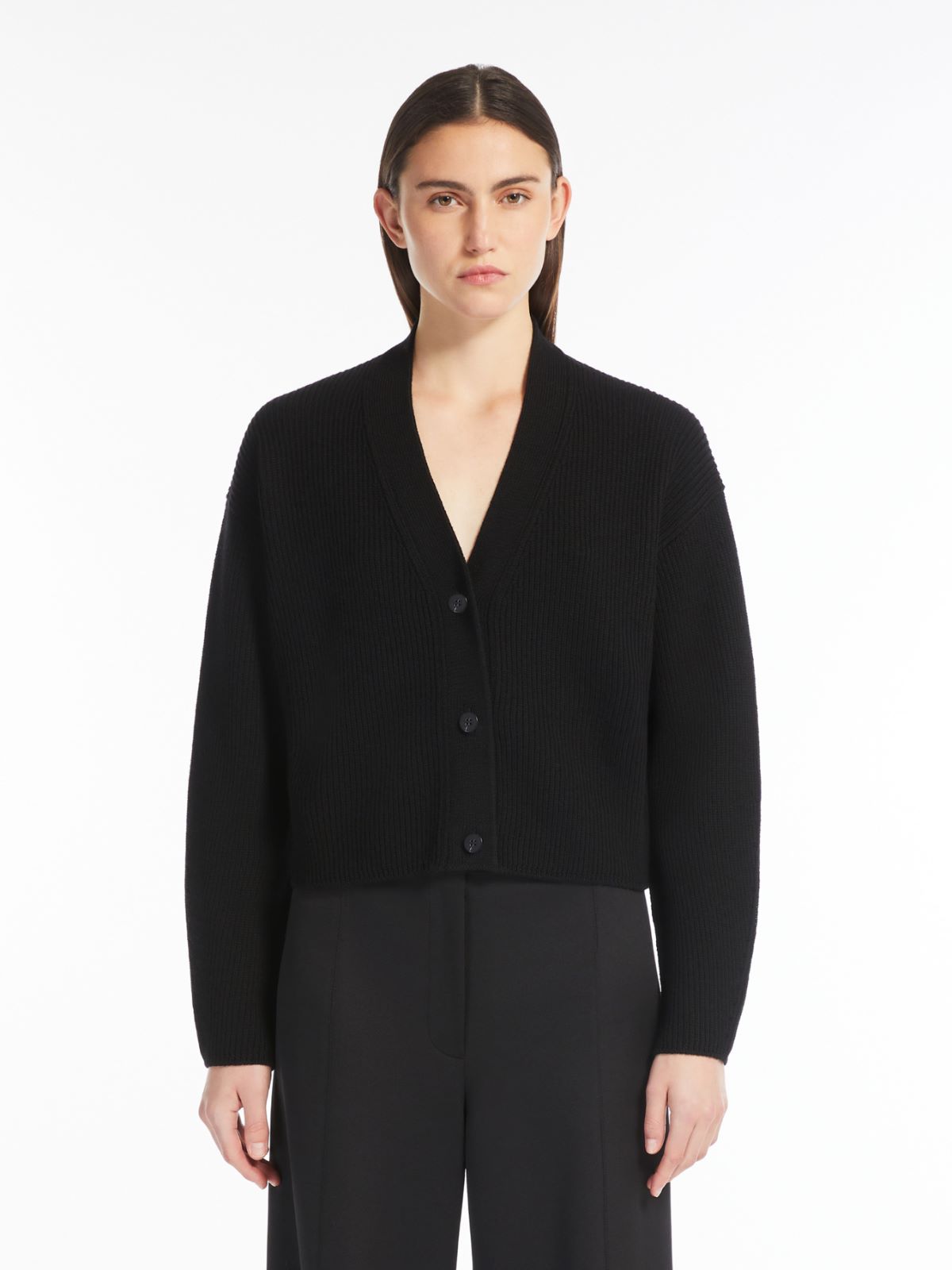 Cropped wool cardigan