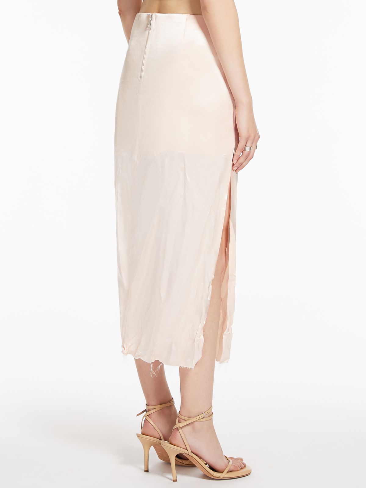 Crinkle-look calf-length skirt