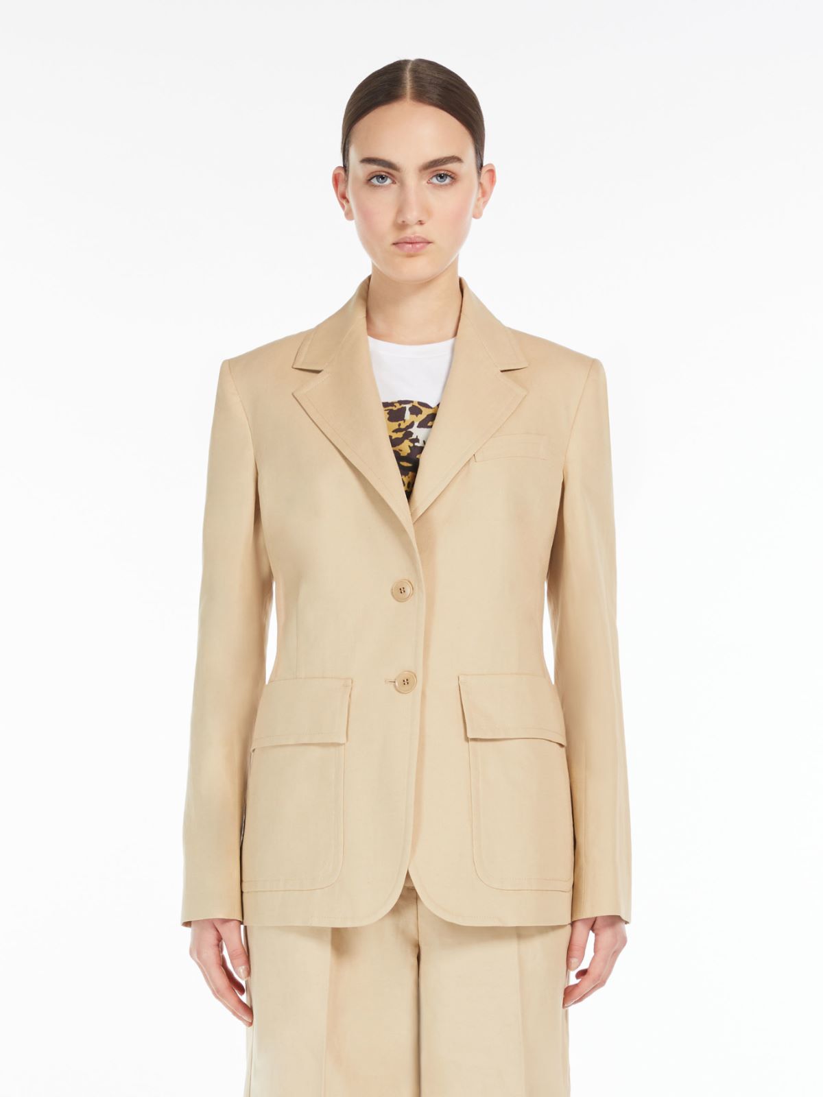 Cotton and linen canvas blazer