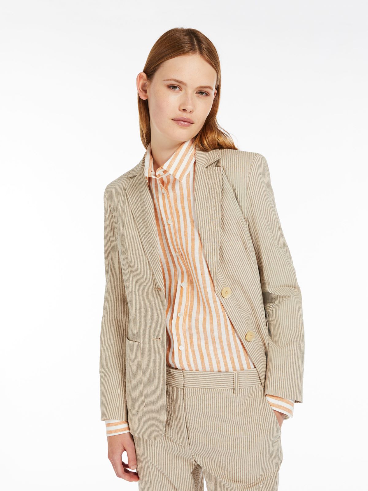 Cotton and linen seersucker blazer