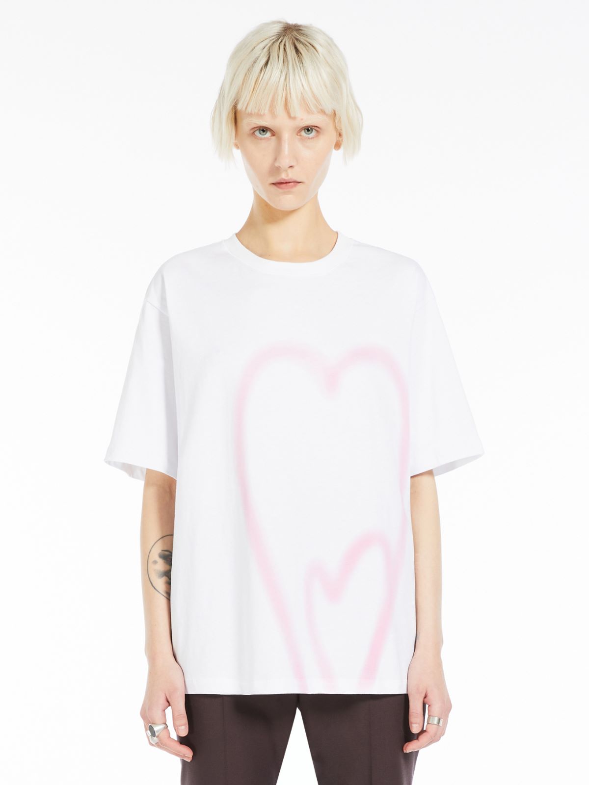 Heart print-adorned jersey T-shirt