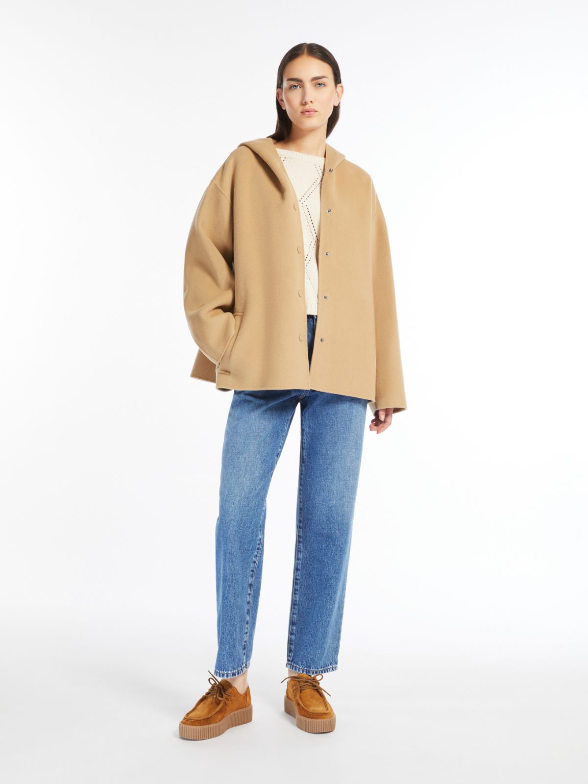 Hooded wool coat