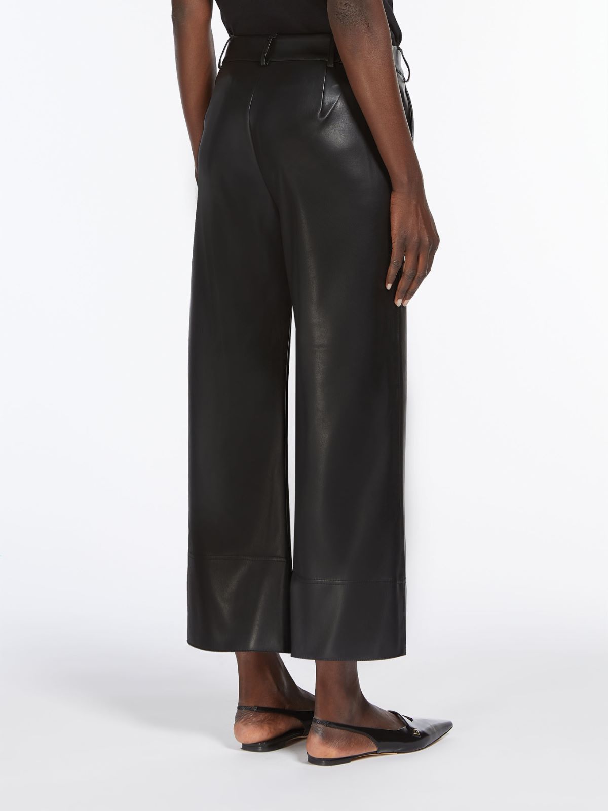 Coated fabric slim trousers
