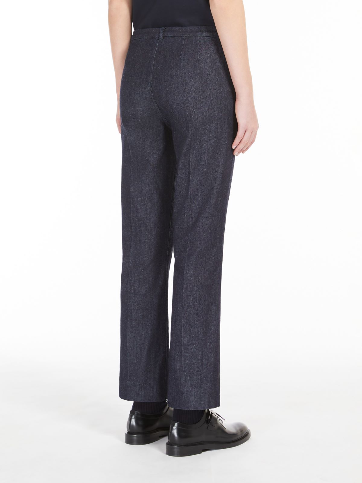 Flared denim trousers