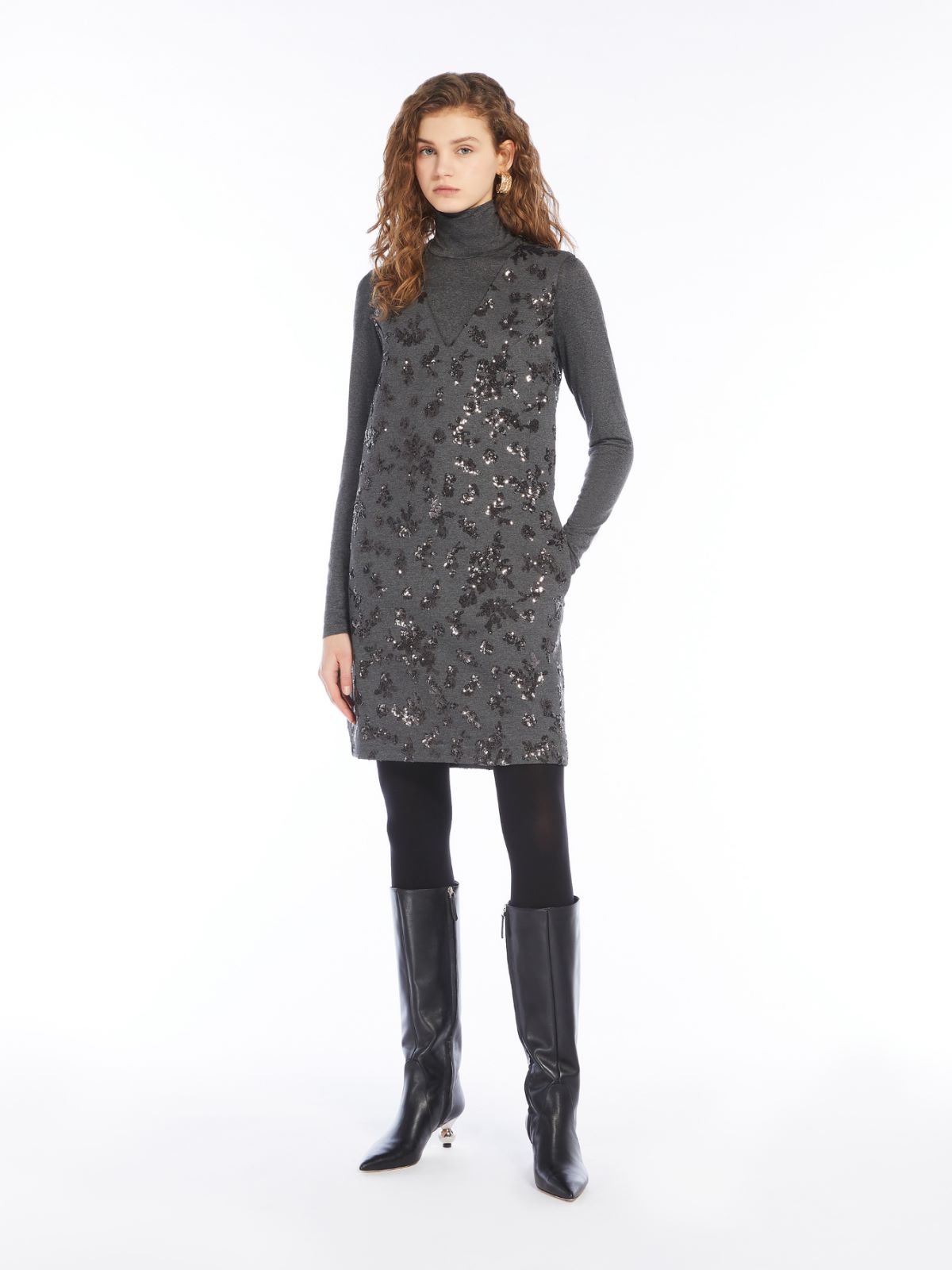 Milano-knit jersey dress with sequin detail