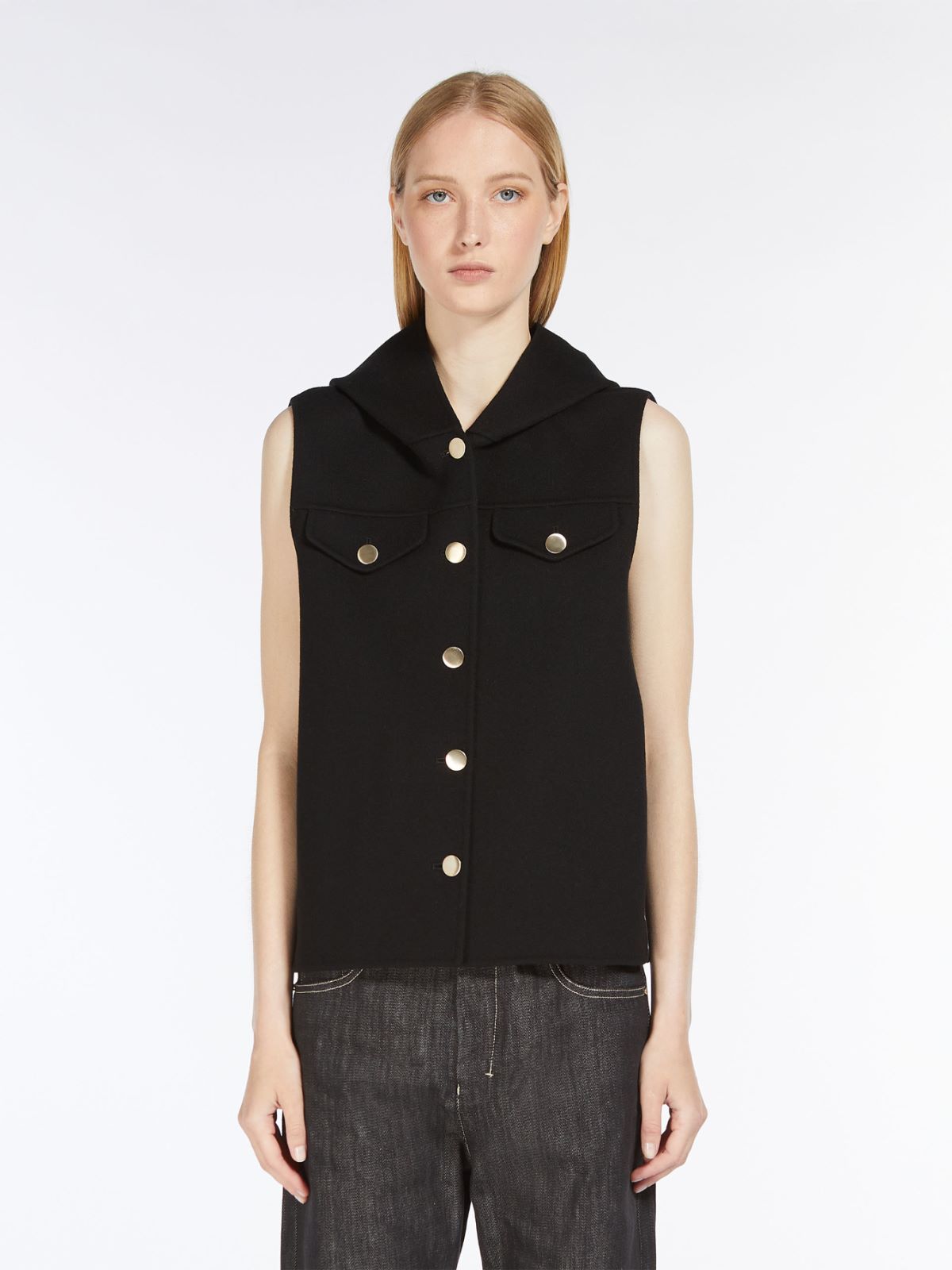 Hooded wool gilet