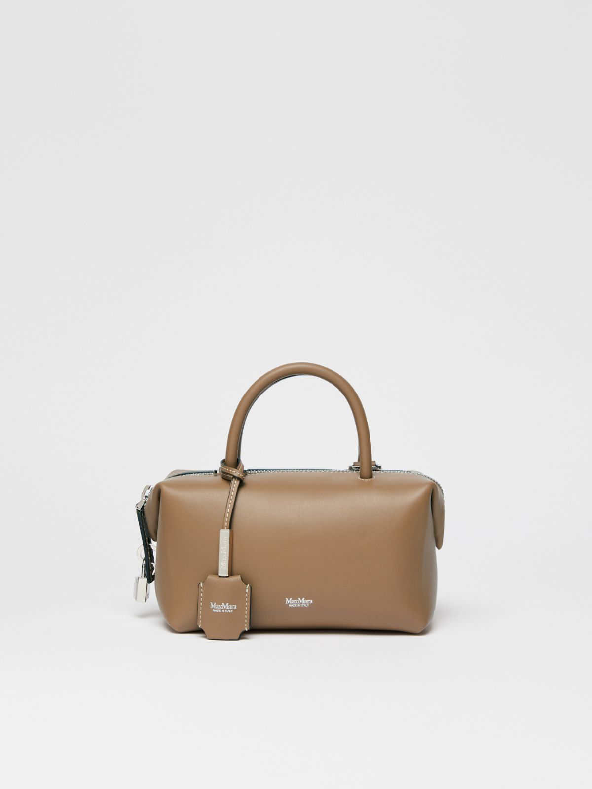 Small shiny leather satchel bag