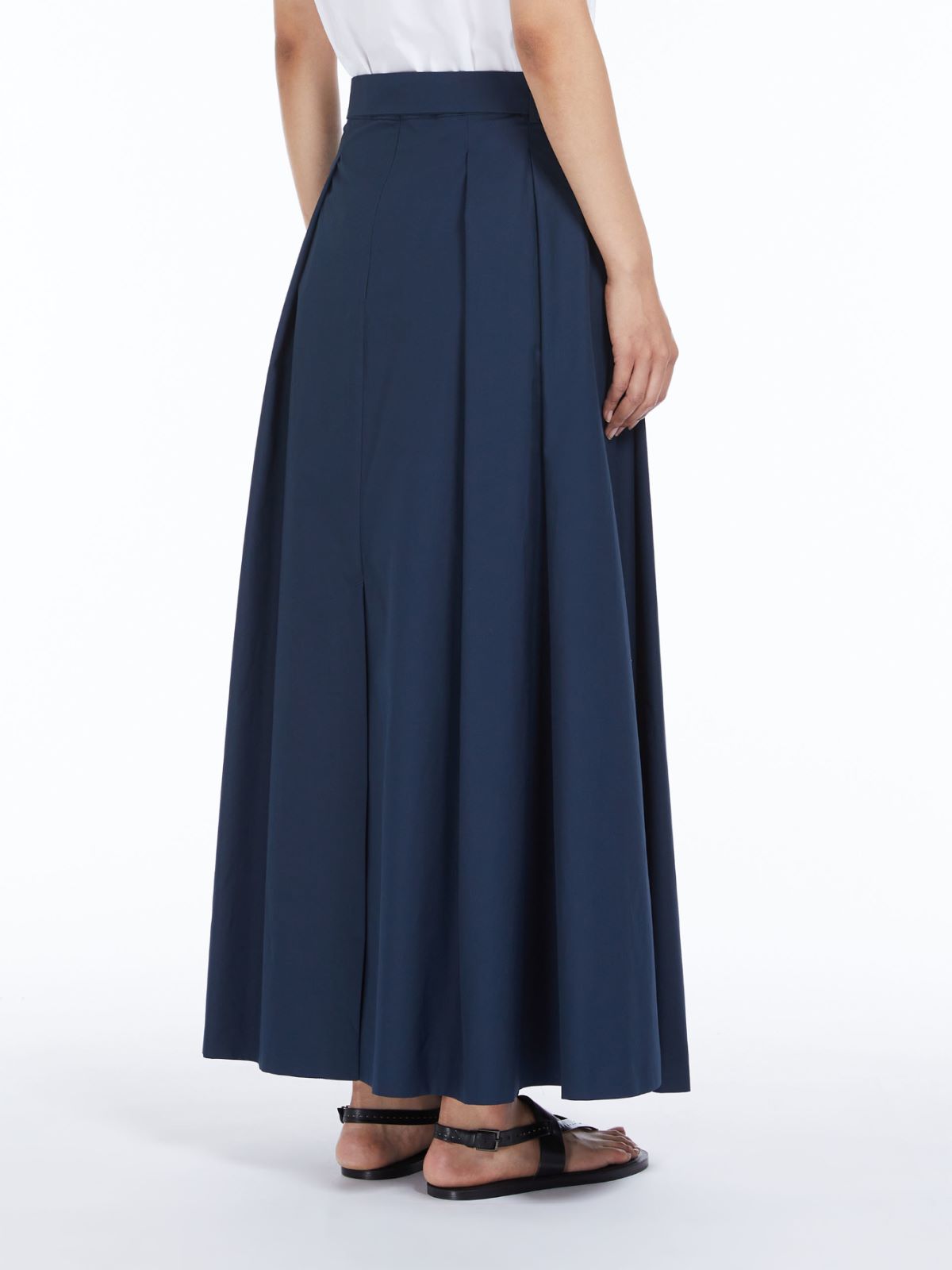 Pleated cotton poplin skirt