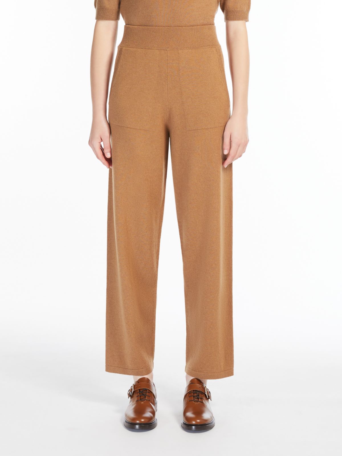 Wool and cashmere yarn trousers