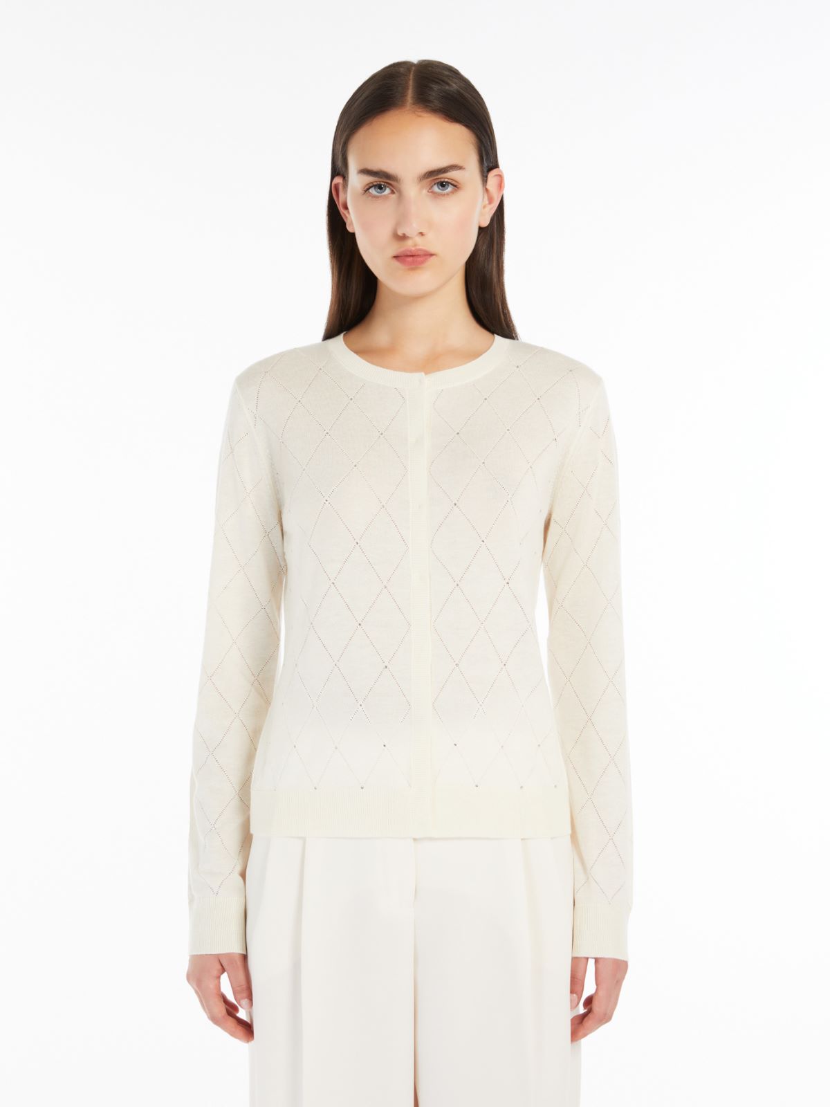 Silk and wool Argyle cardigan