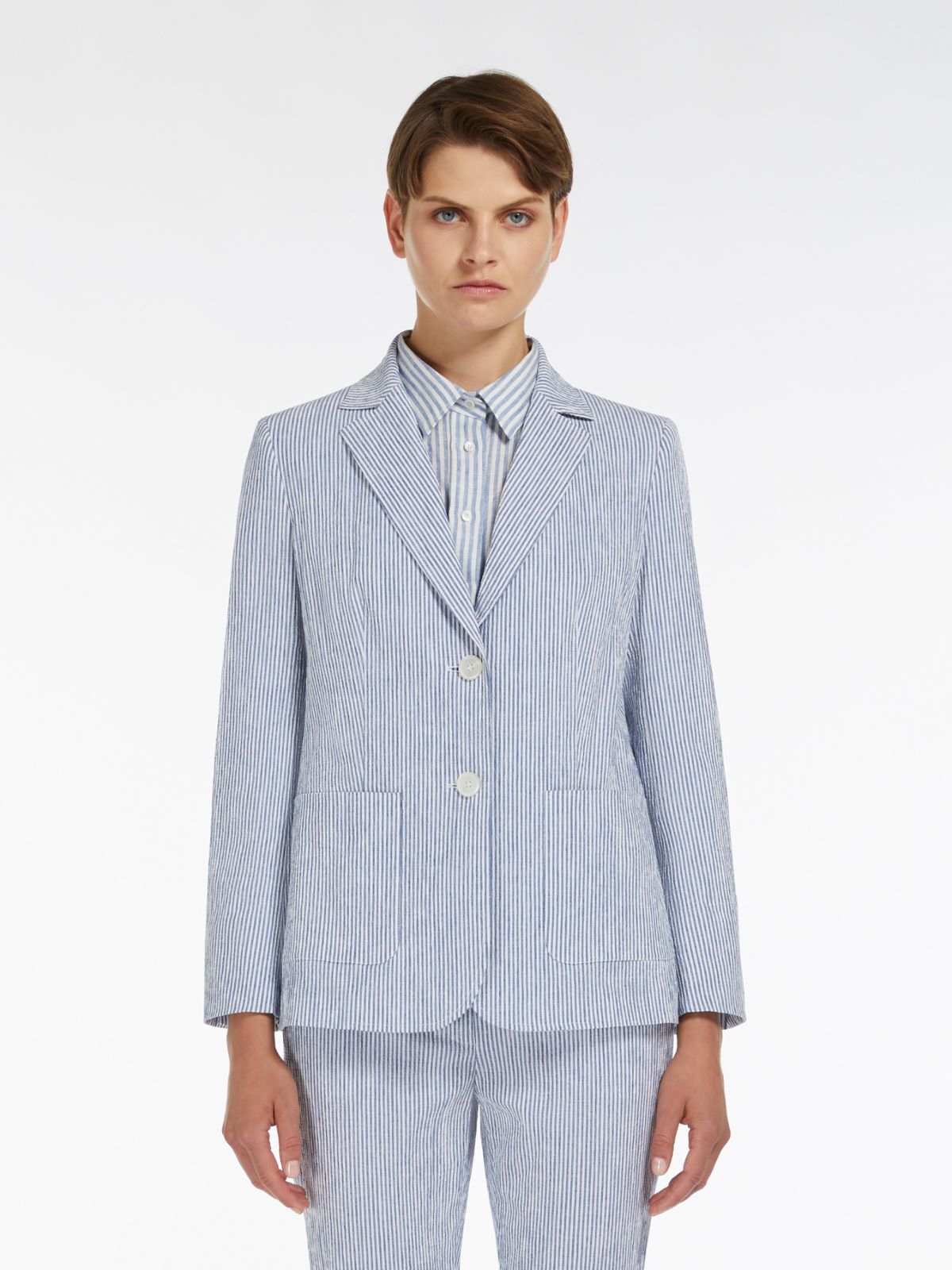 Cotton and linen seersucker blazer