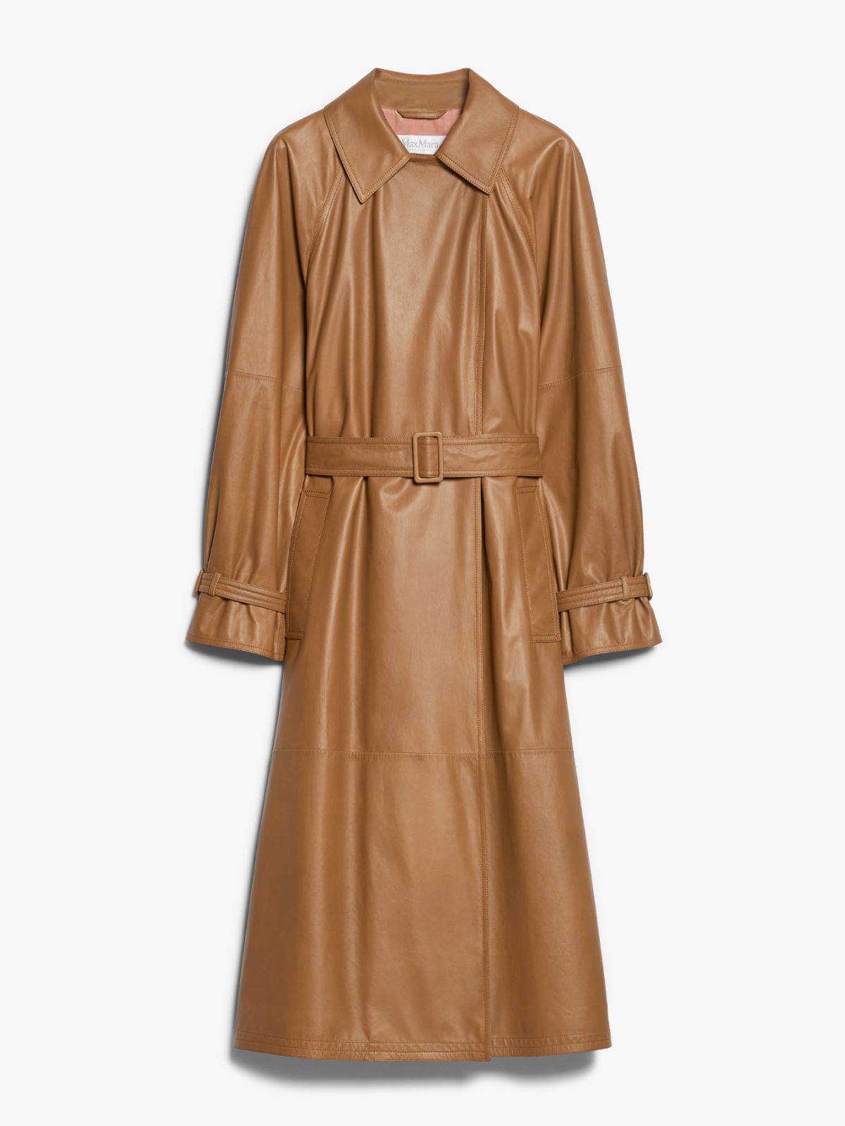 Matt nappa leather trench coat