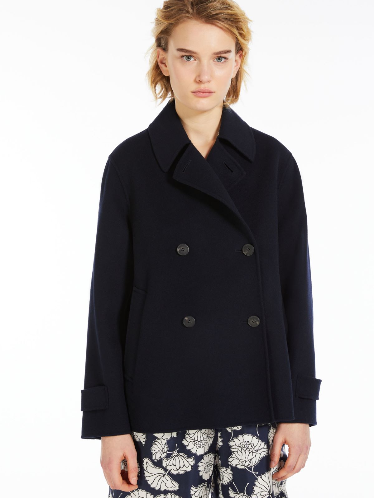 Double-breasted wool pea coat