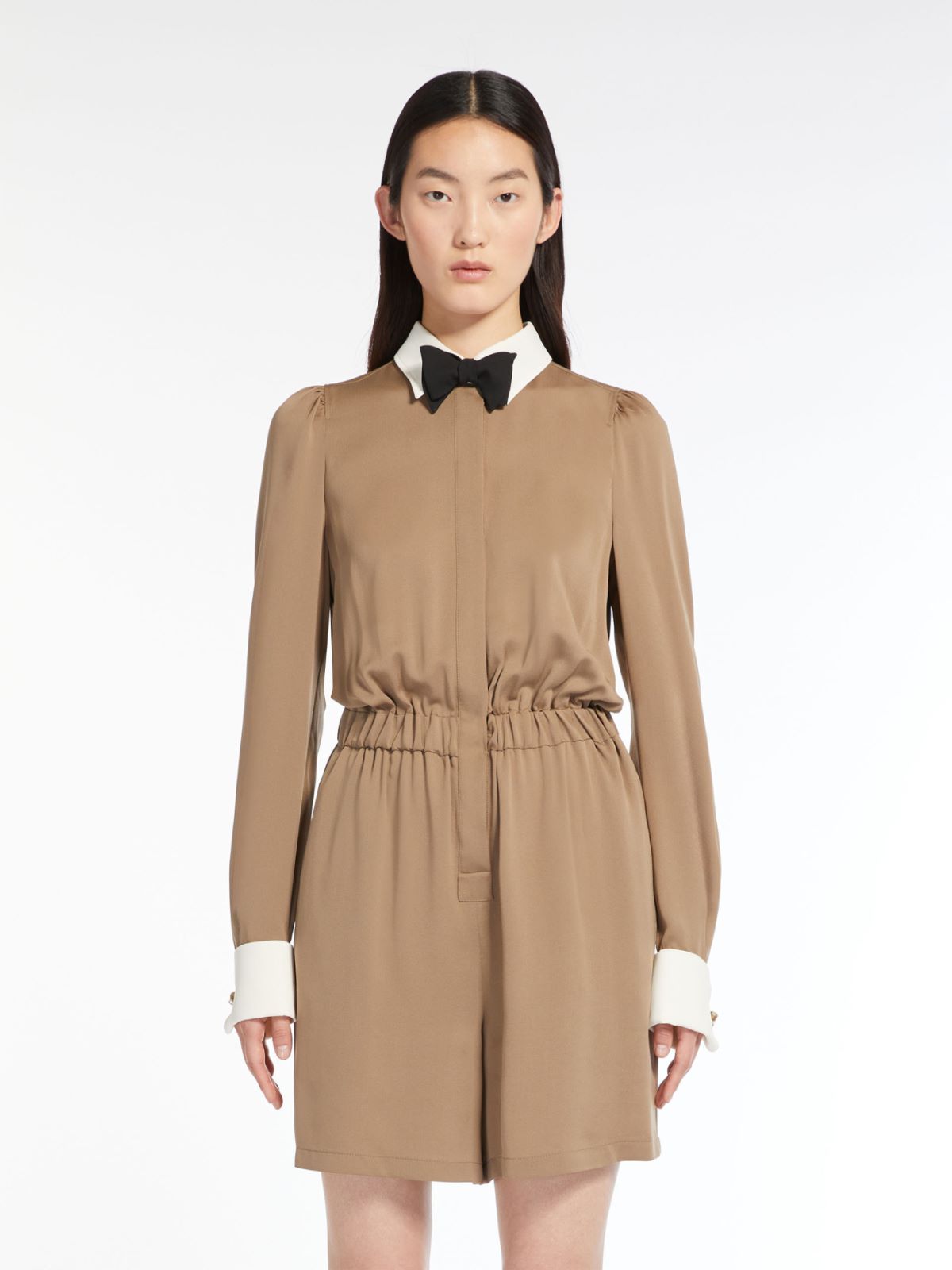 Short jumpsuit in silk charmeuse