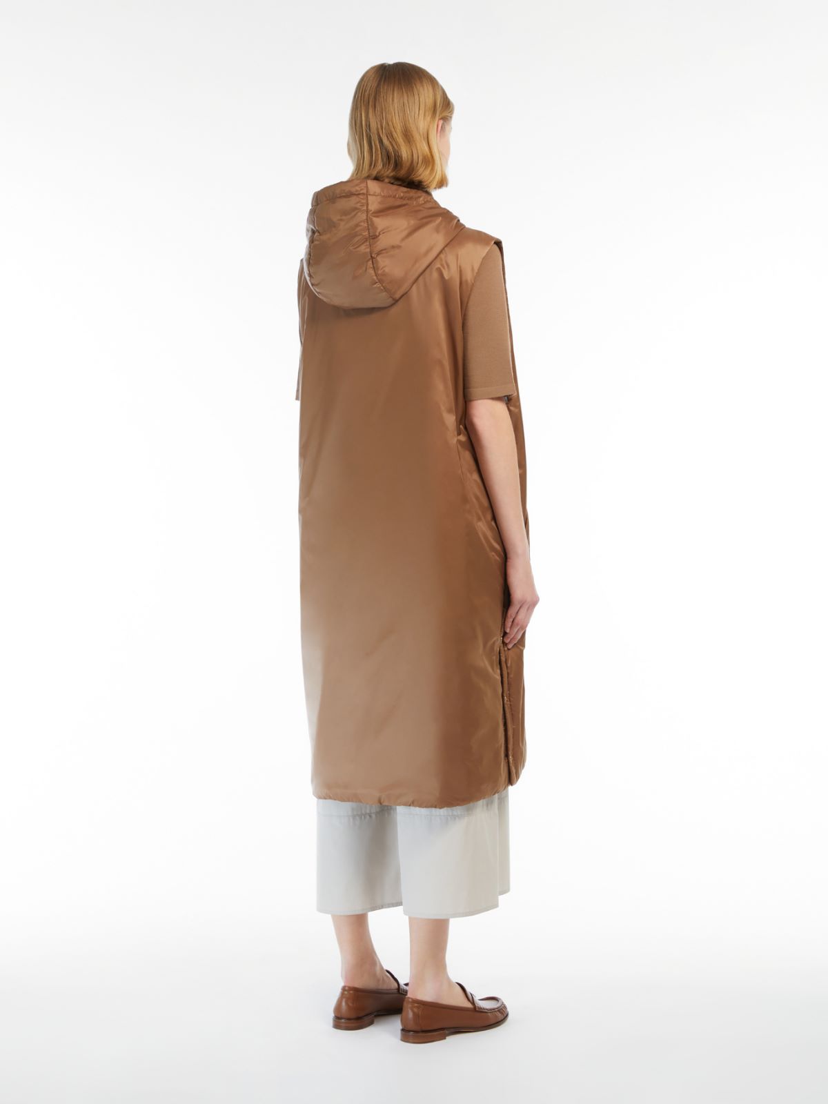 Water-repellent canvas midi gilet