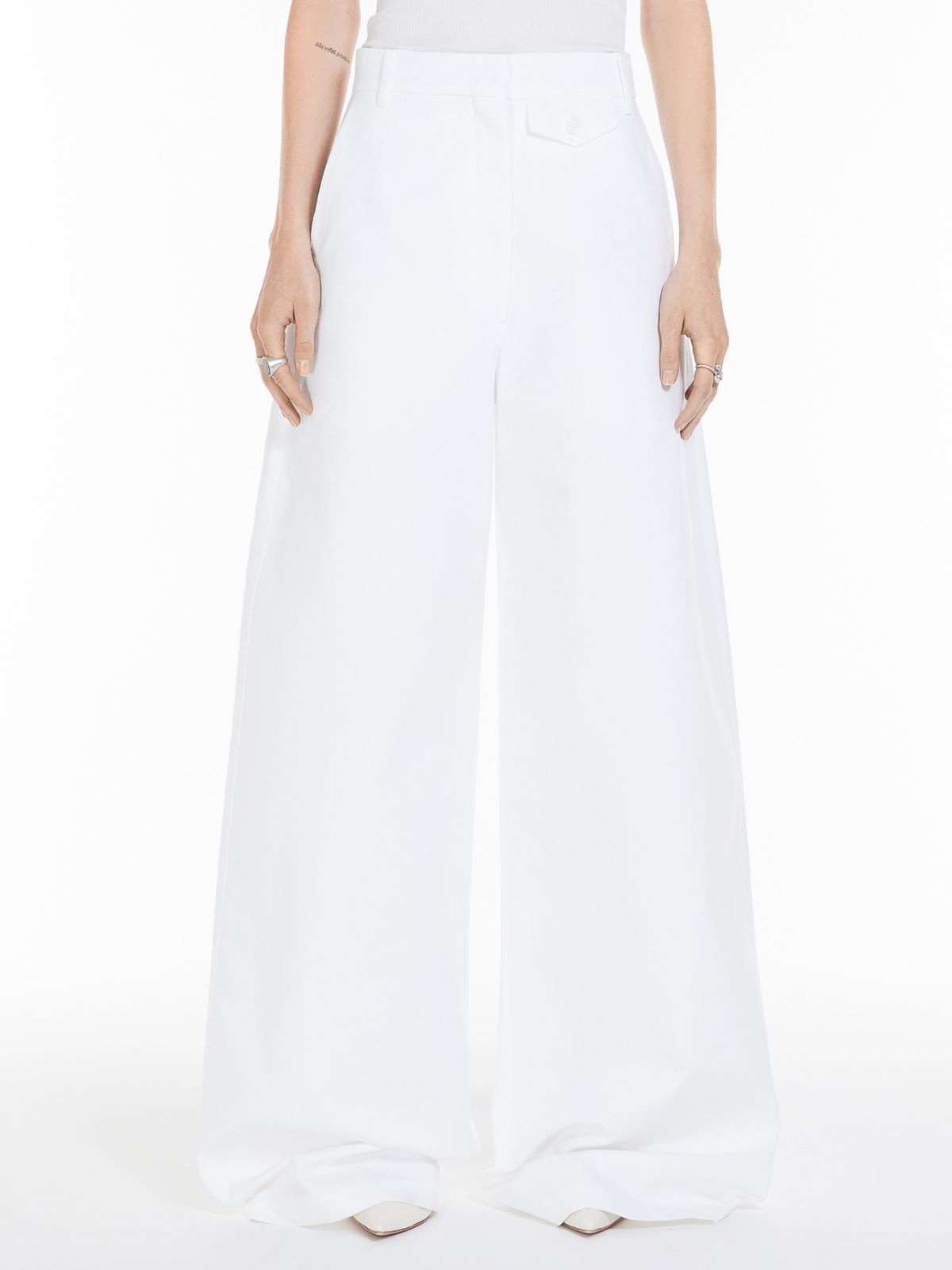 Oversized bonded cotton trousers