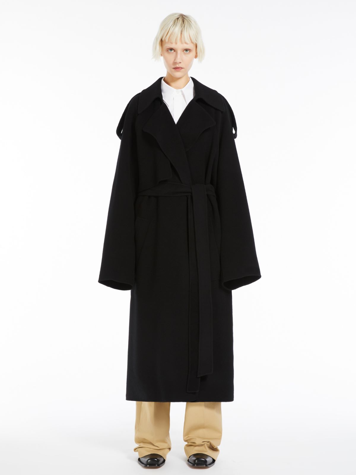 Double-faced wool trench coat