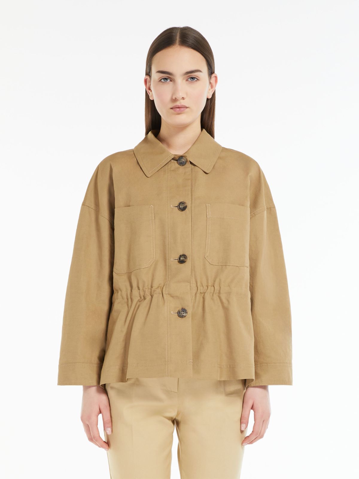 Cotton and linen basketweave jacket