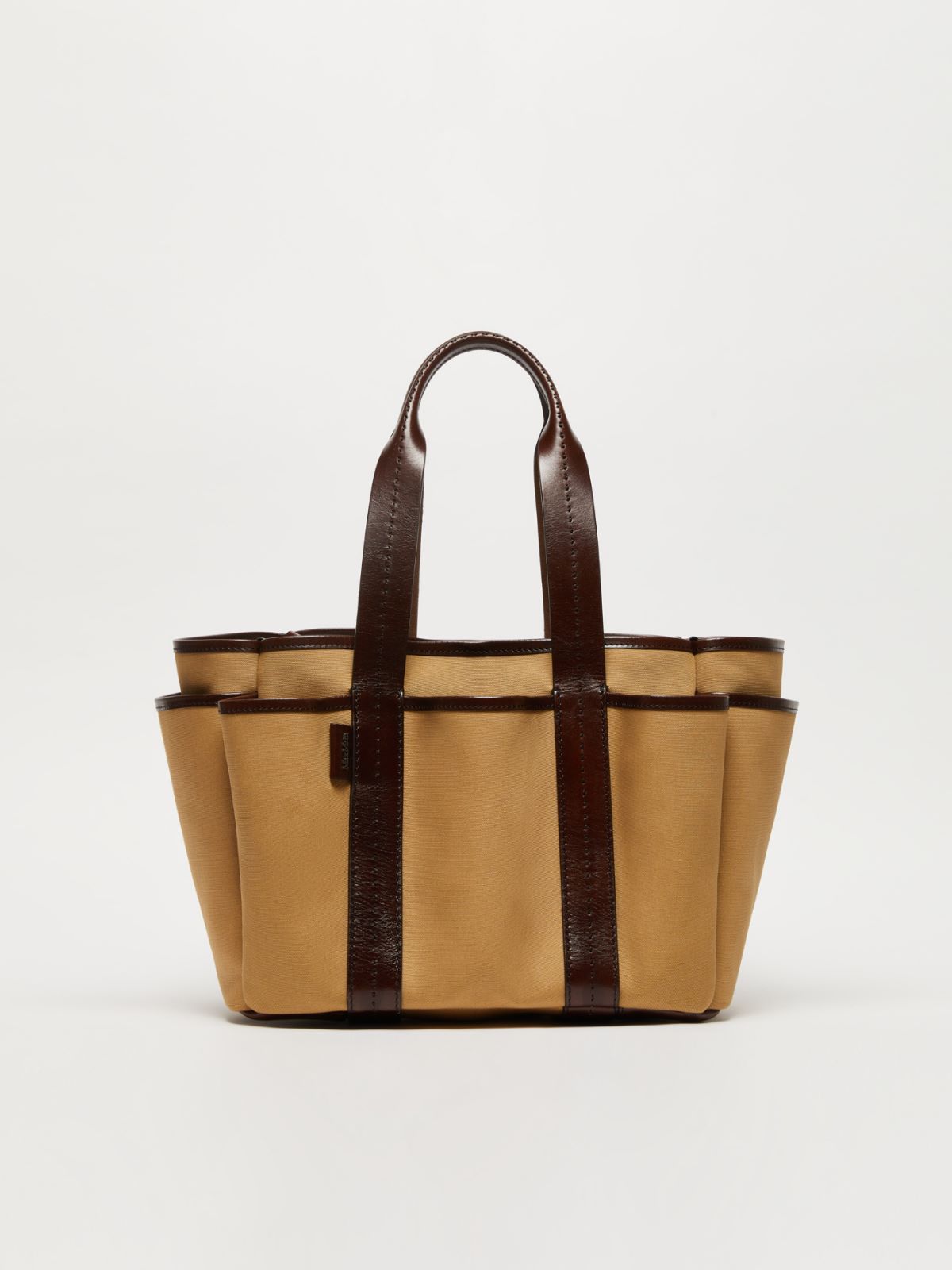 Canvas and leather Giardiniera tote bag