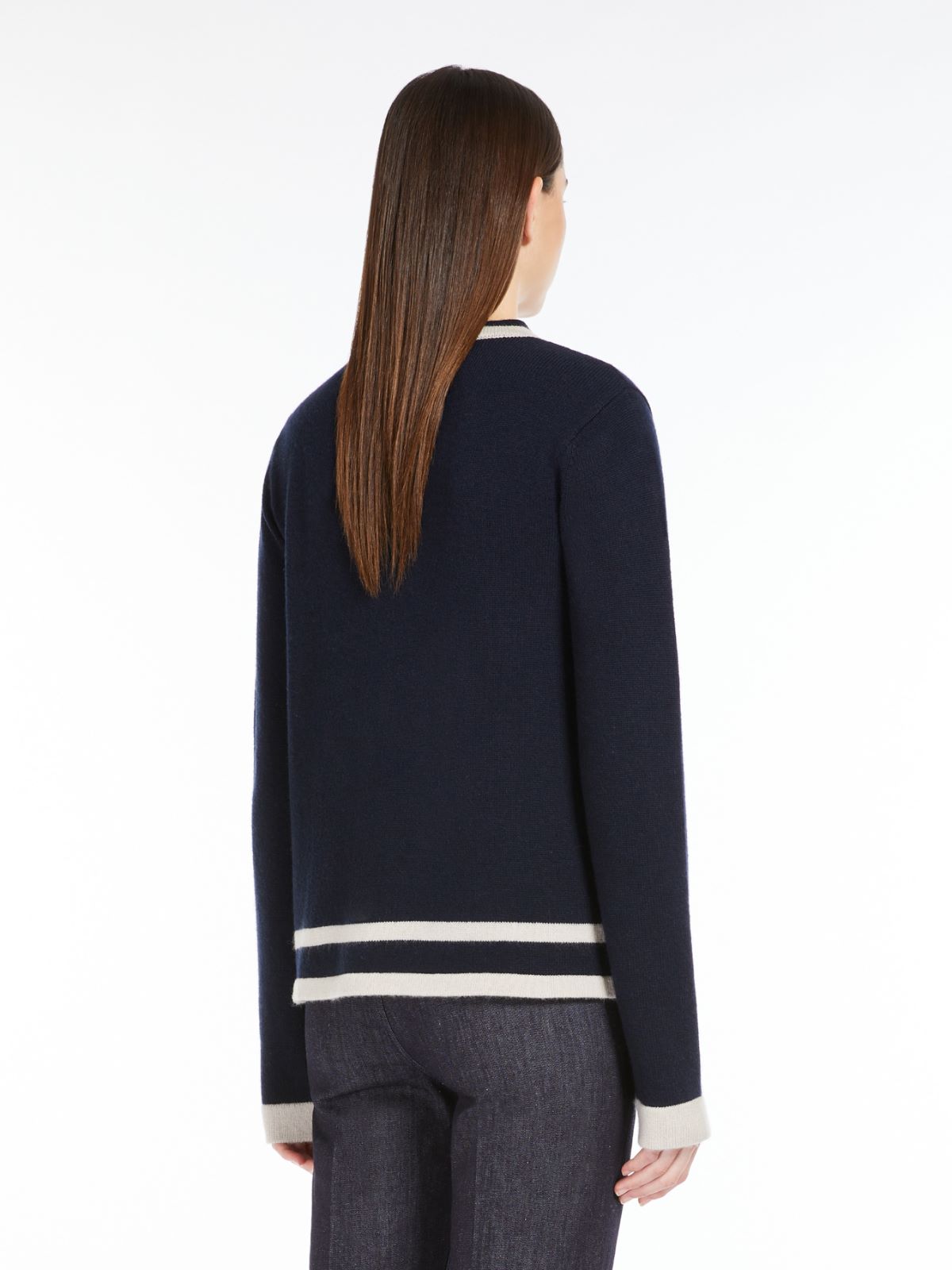 Wool and cashmere cardigan with intarsia