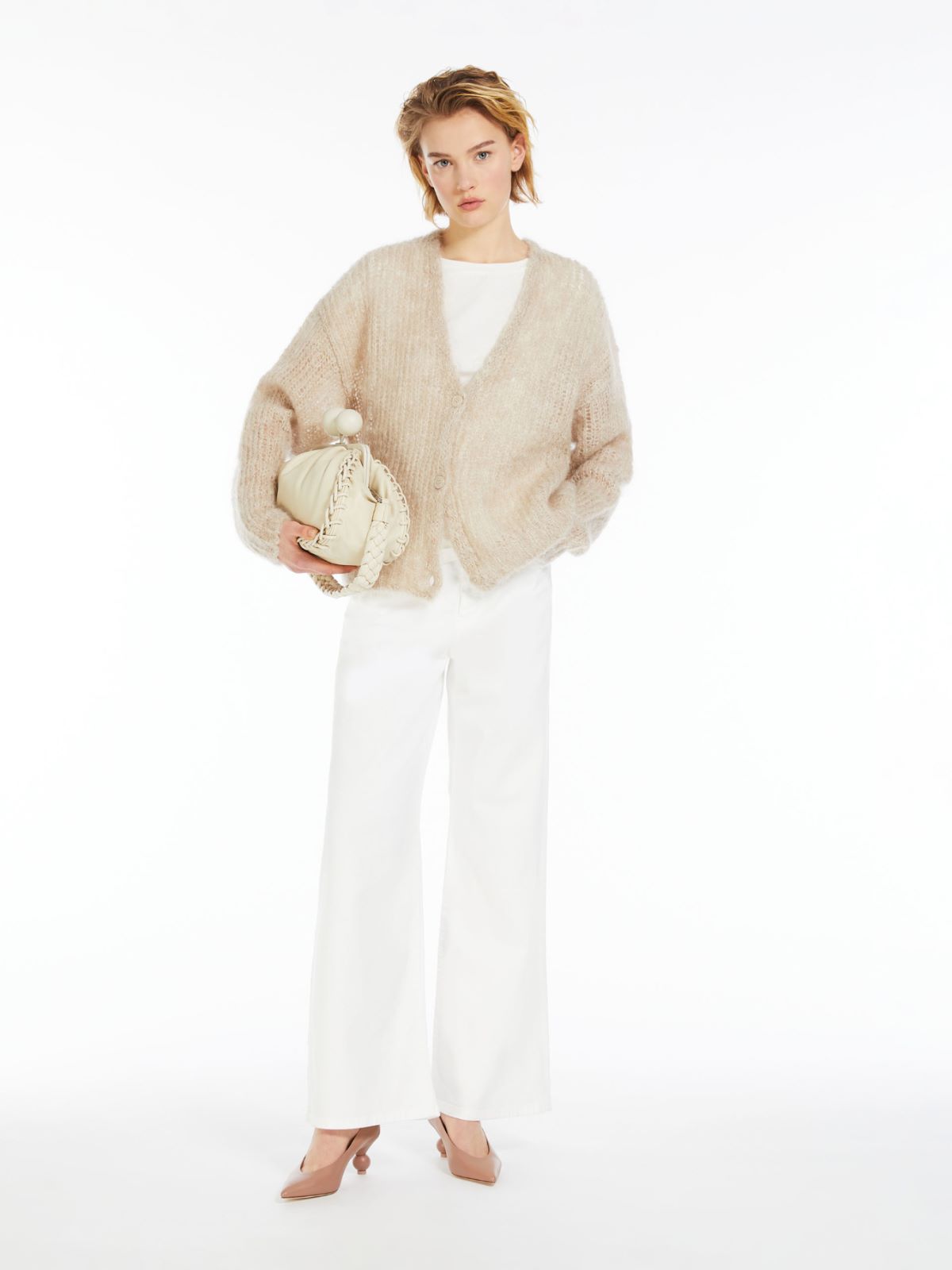Oversized rib-knit mohair cardigan