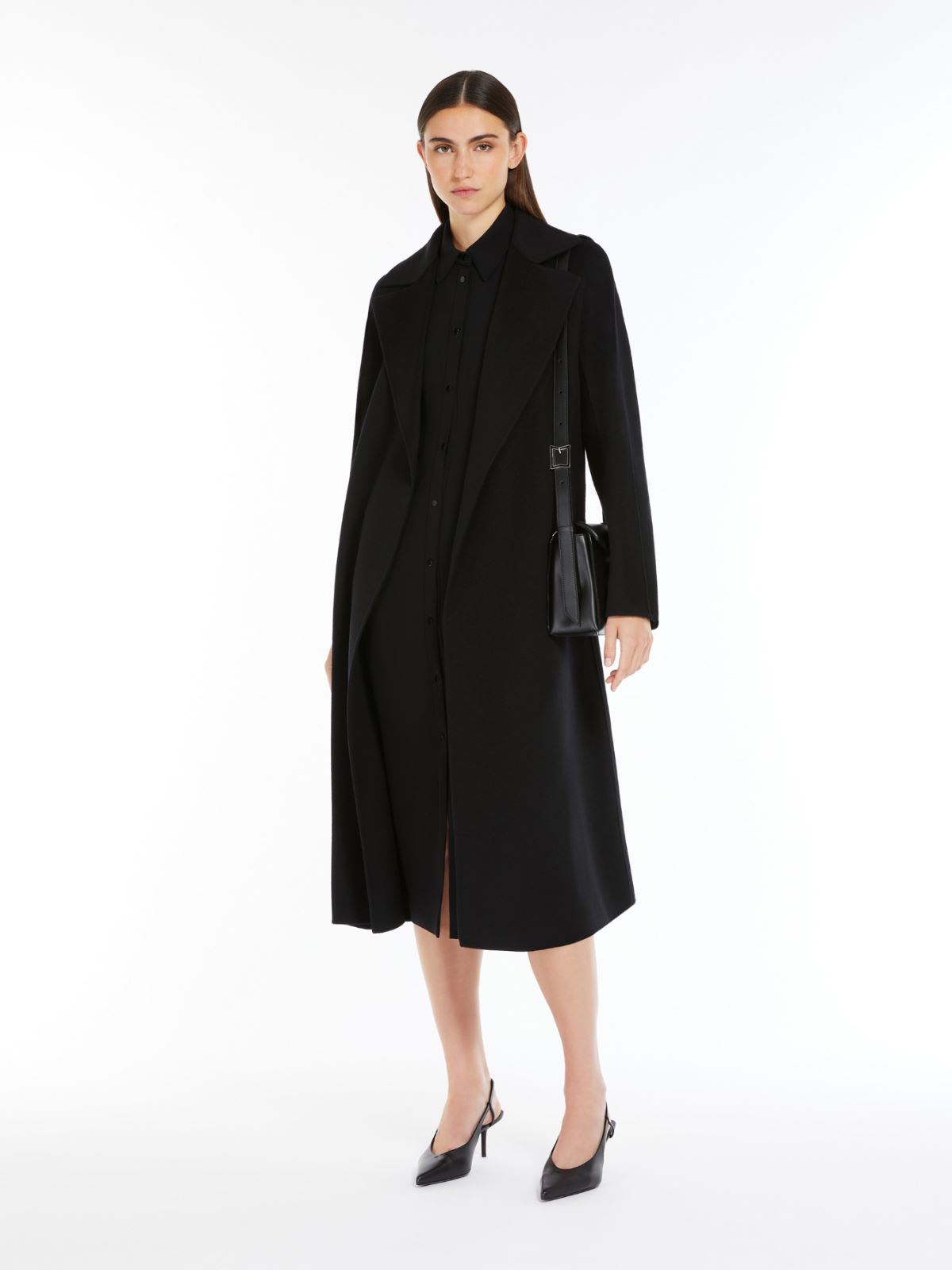 Wool, cashmere and silk wrap coat