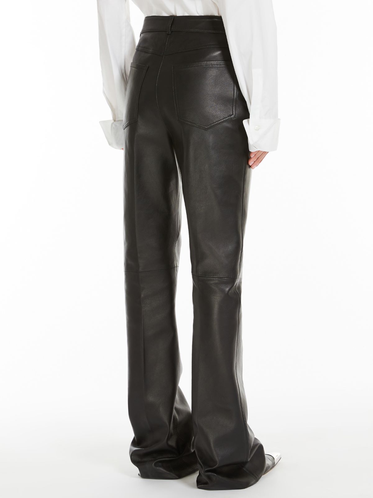 Flared 5-pocket Nappa leather trousers