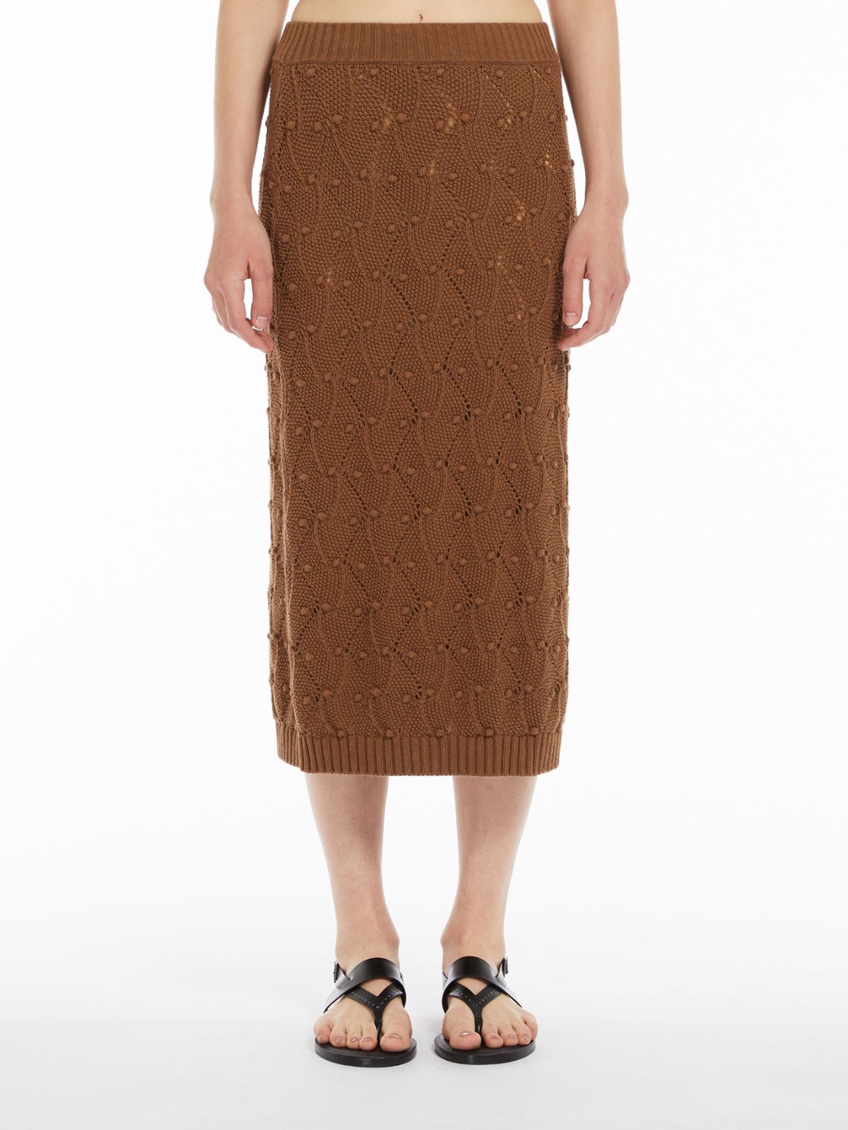 Argyle cotton-blend pencil skirt