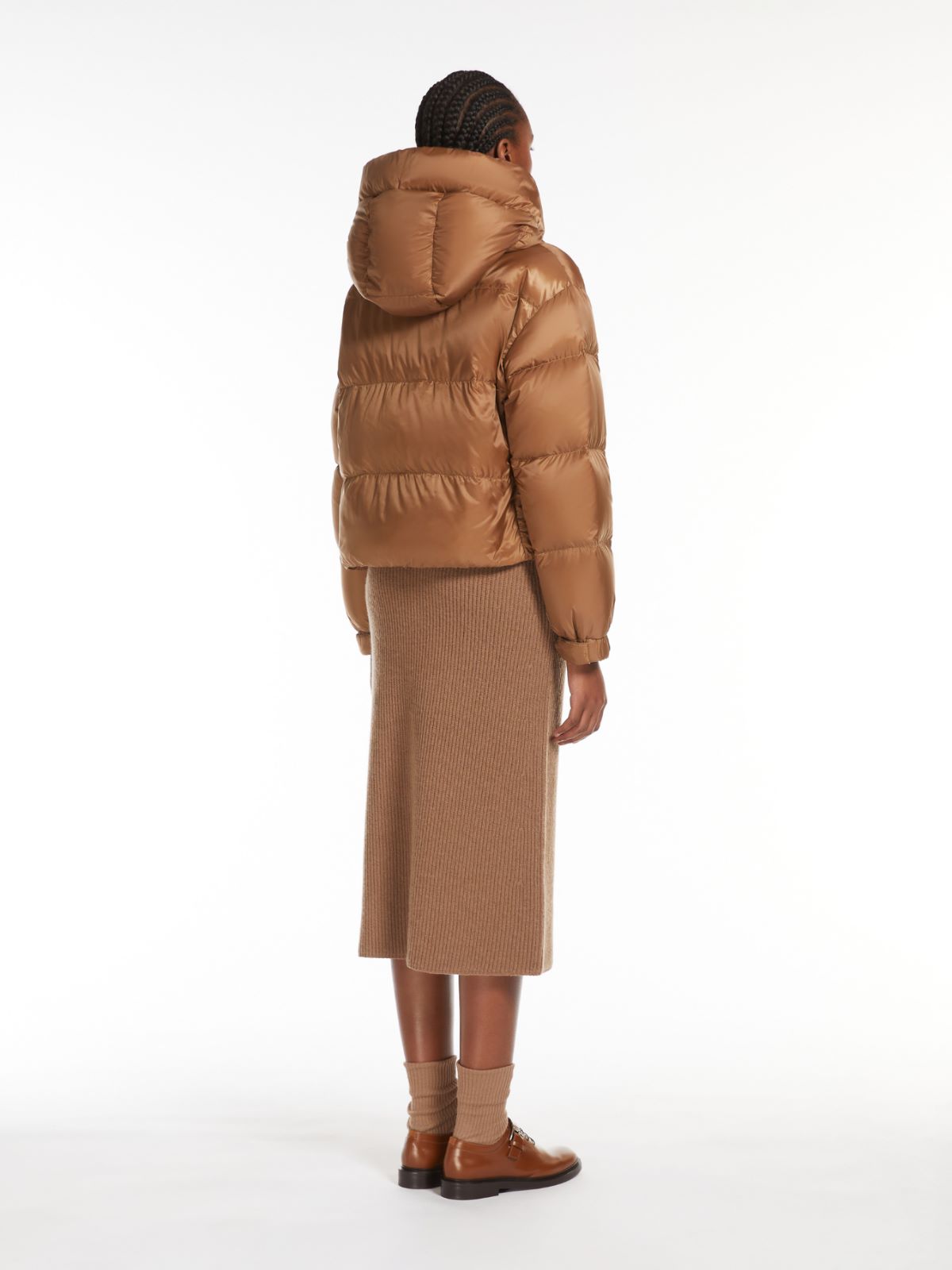 Cropped down jacket in quilted water-repellent fabric