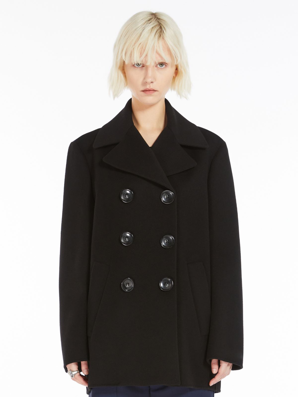 Cocoon-fit double-breasted pea coat