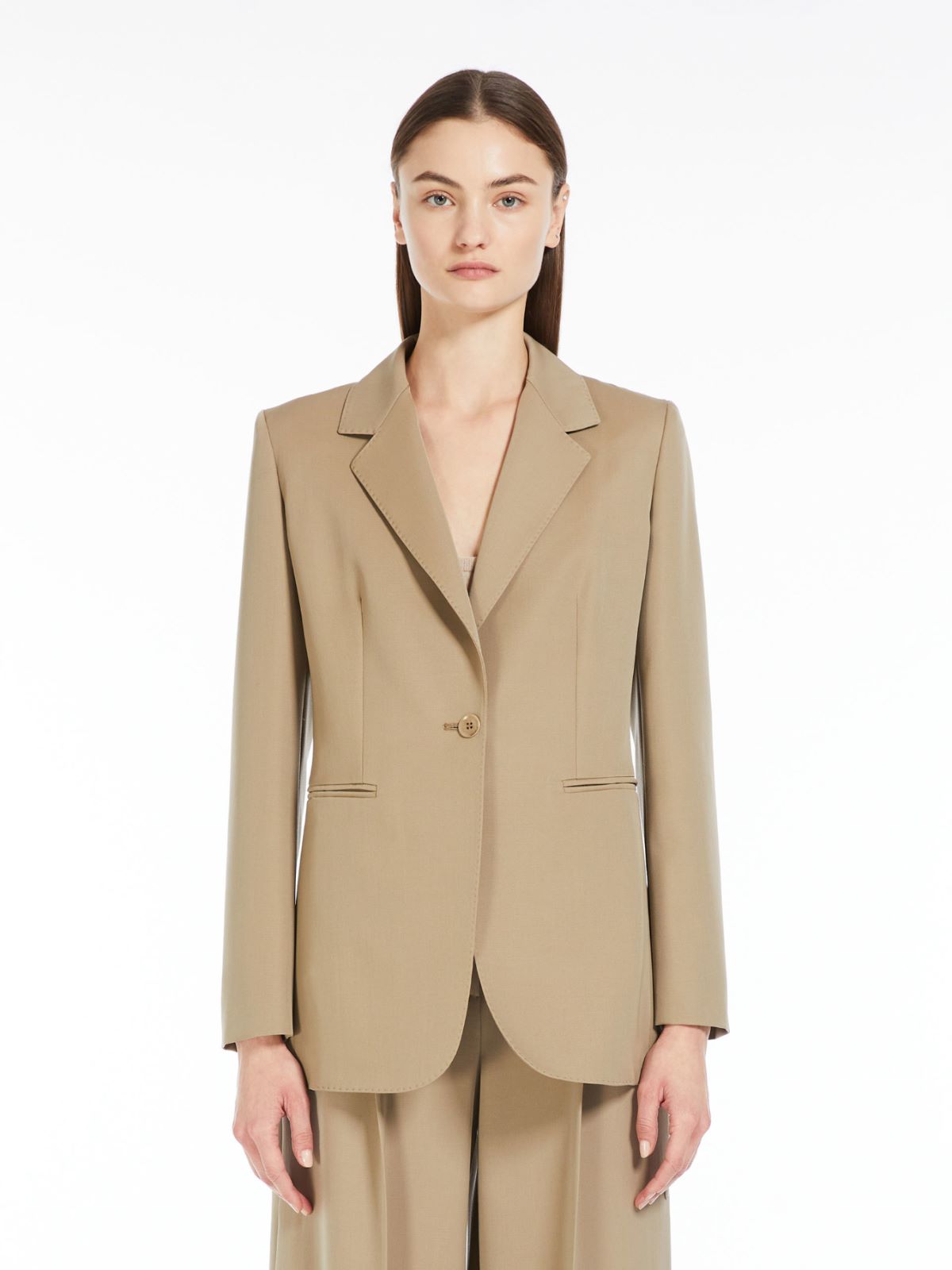 Wool and mohair semi-fitted blazer