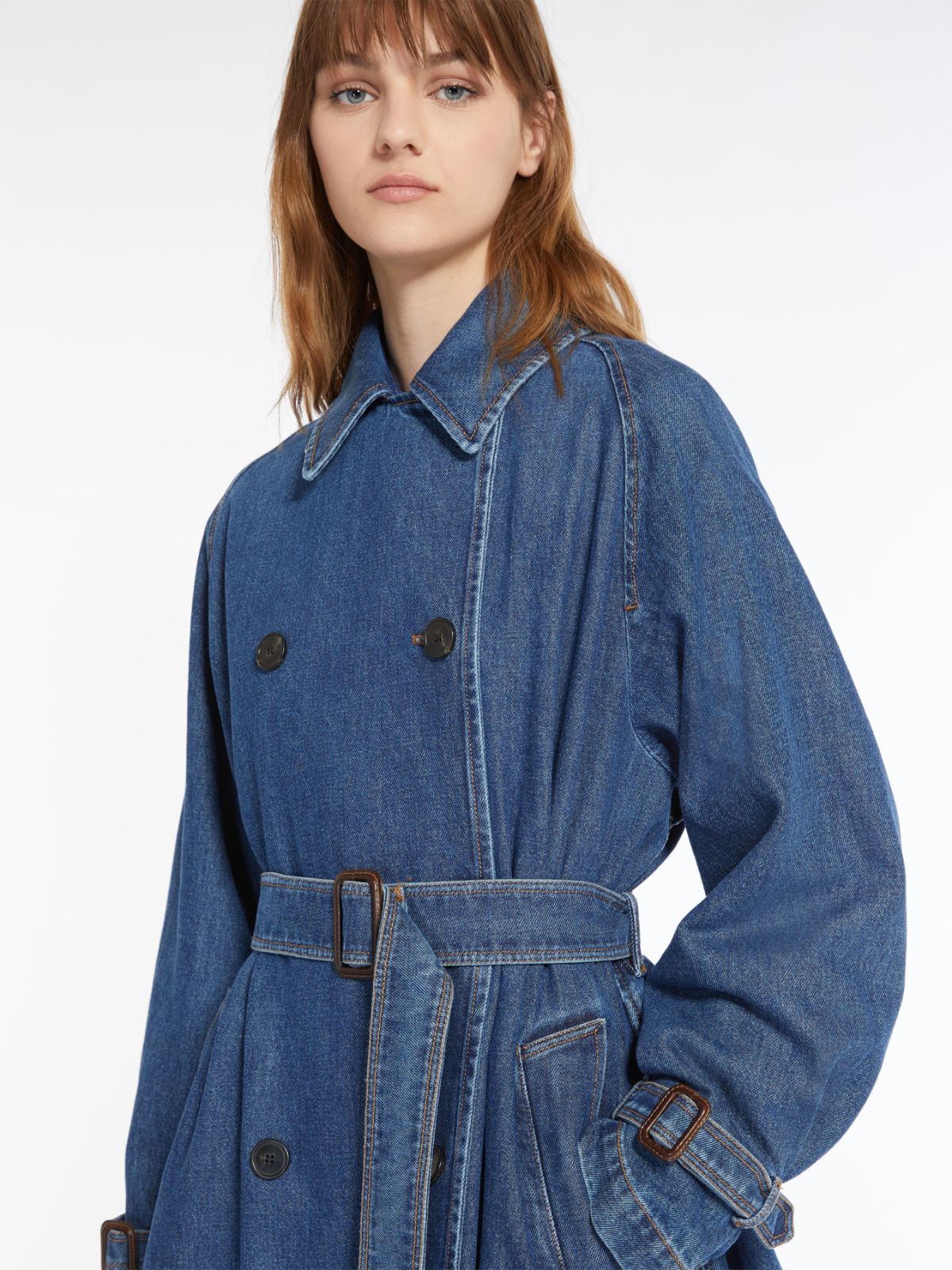 Denim trench coat