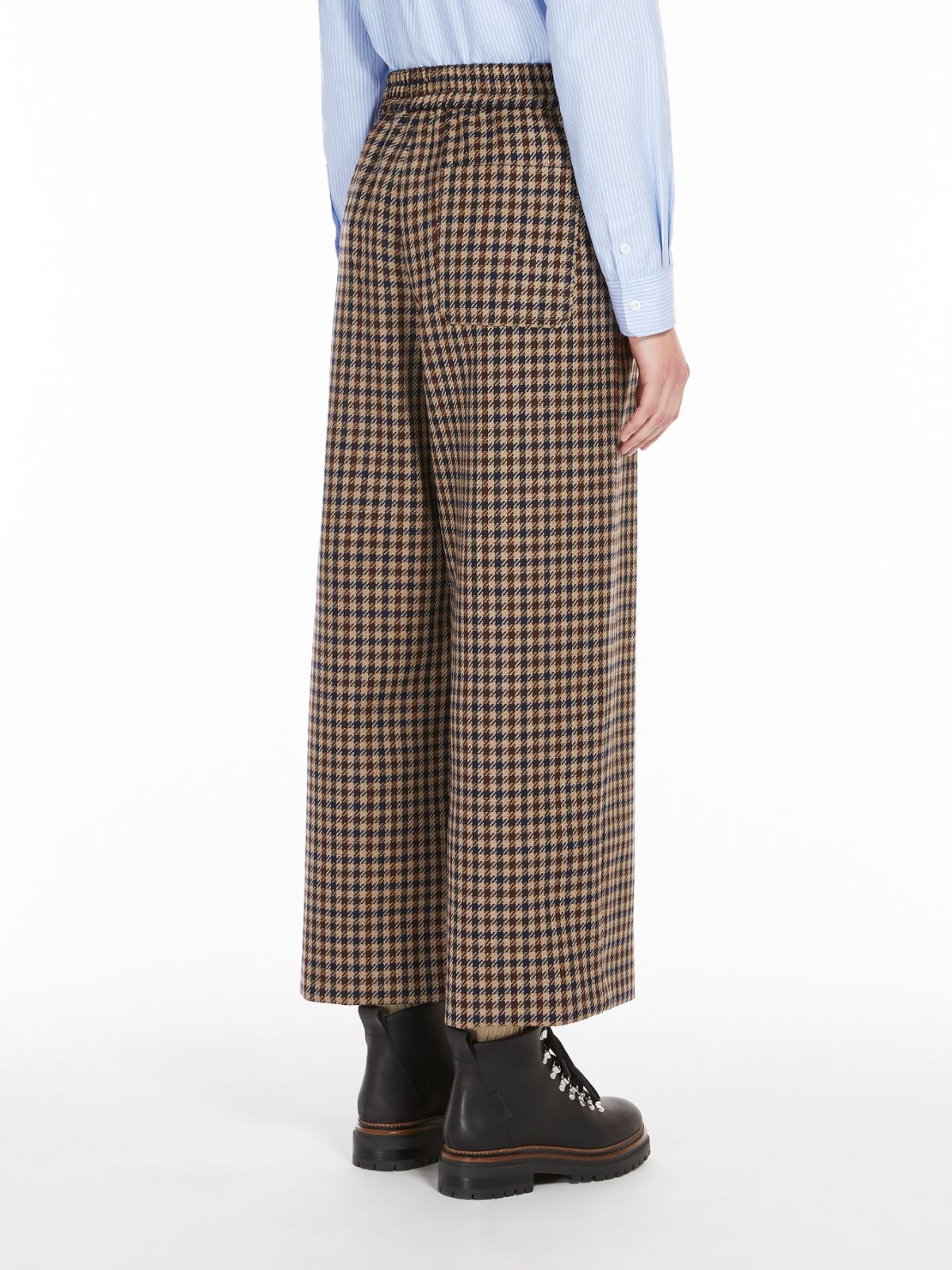 Wide-fit wool and cotton trousers