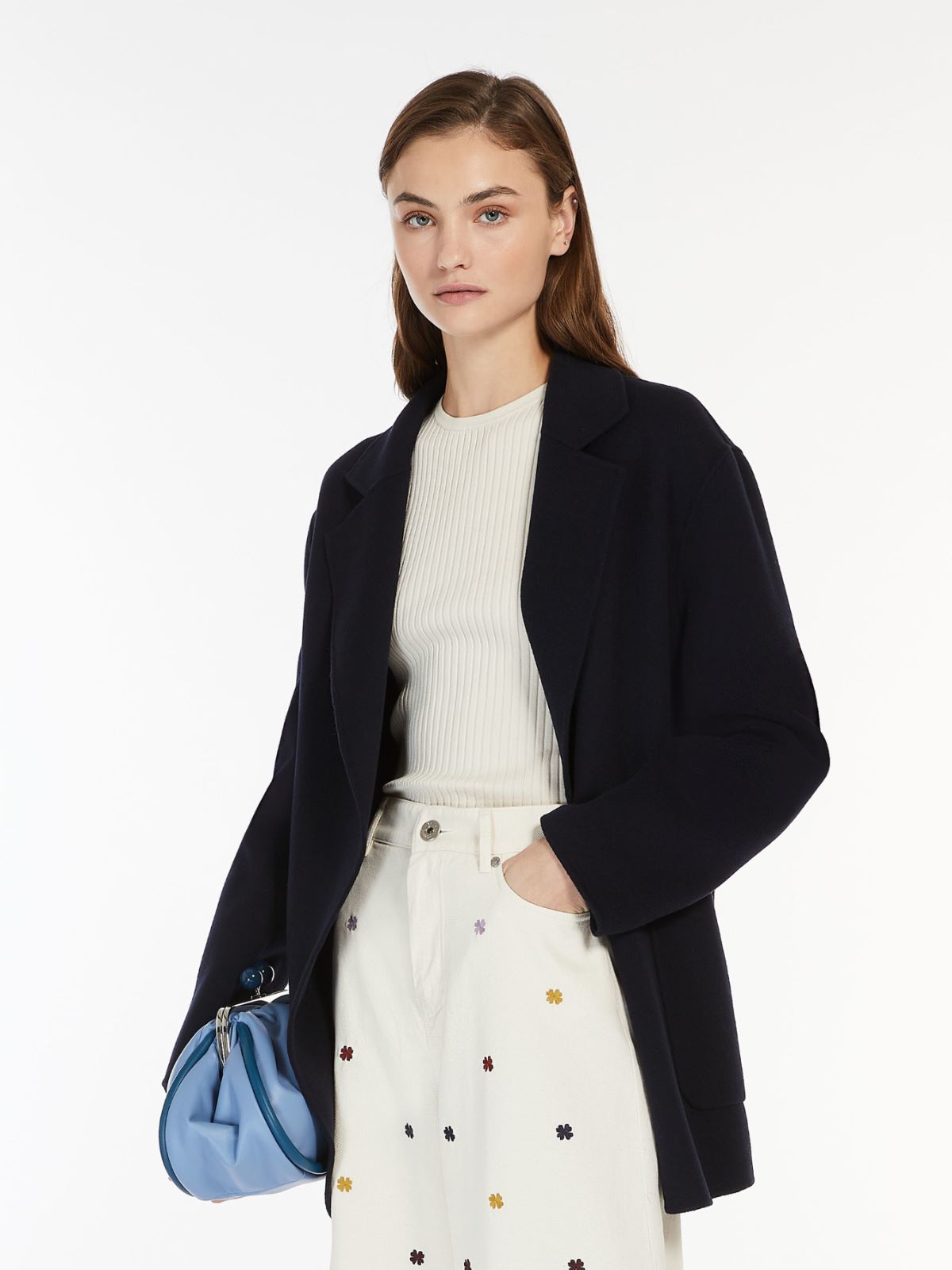 Oversized belted wool jacket