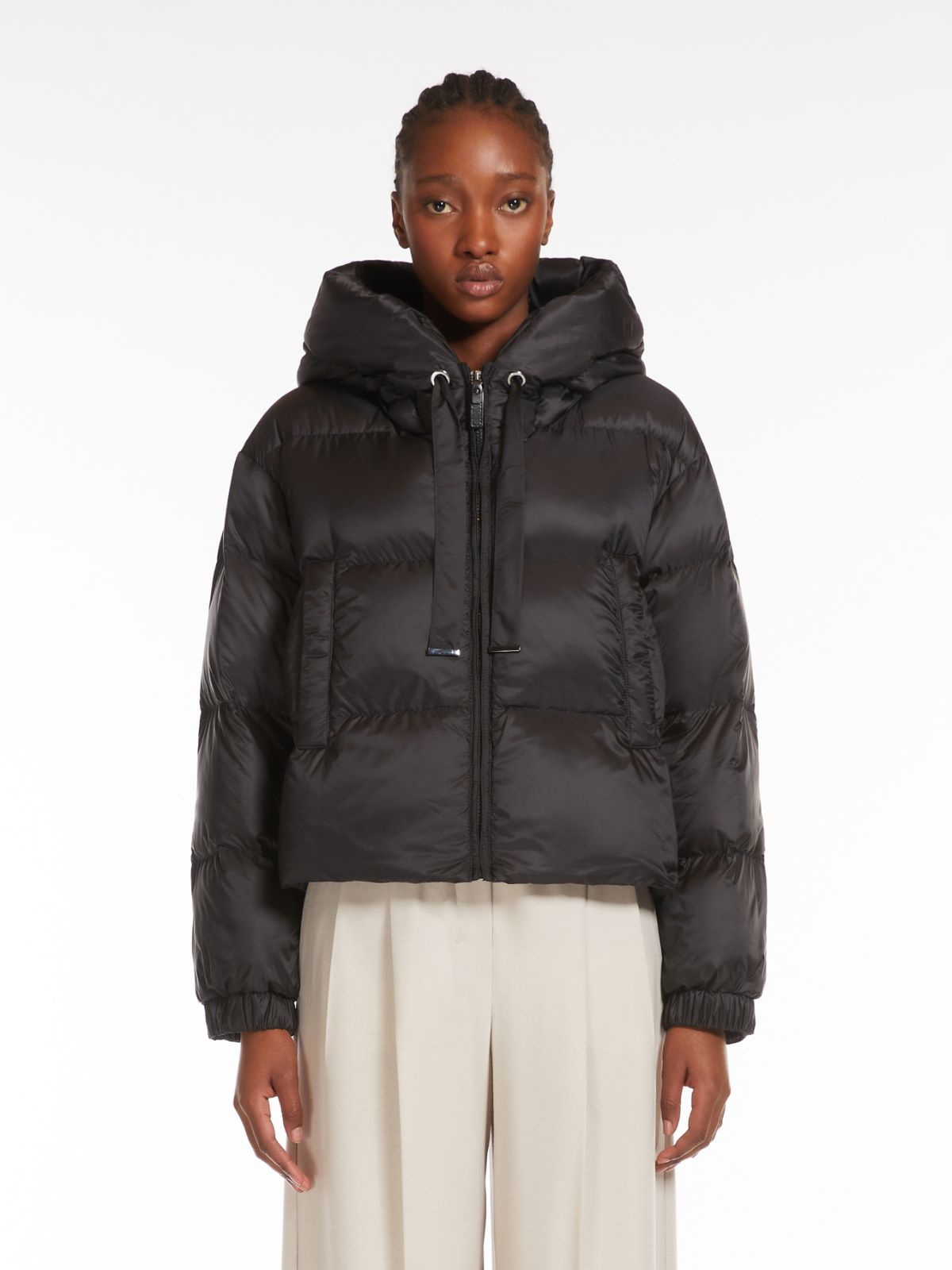 Cropped down jacket in quilted water-repellent fabric
