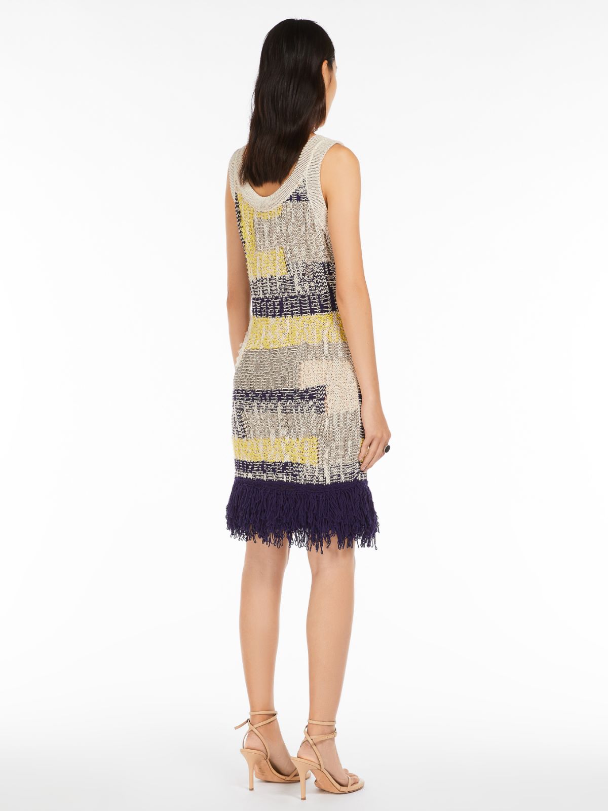 Knit dress with fringe