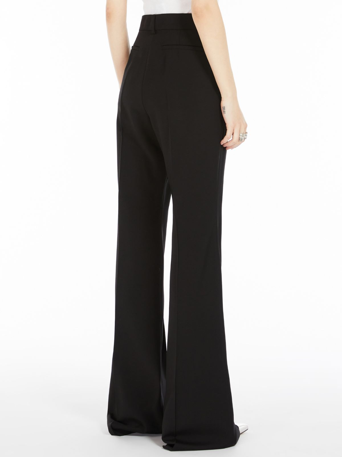 Flared stretch wool trousers