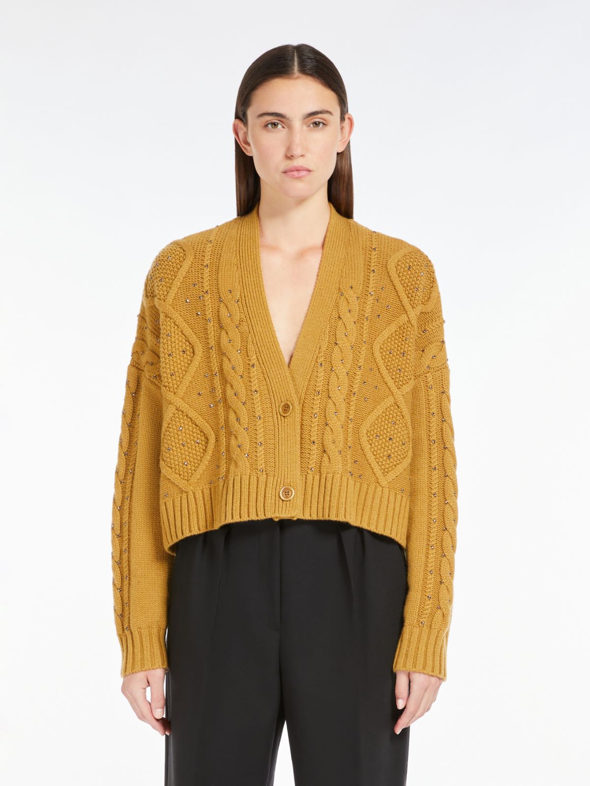 Wool and cashmere cropped cardigan