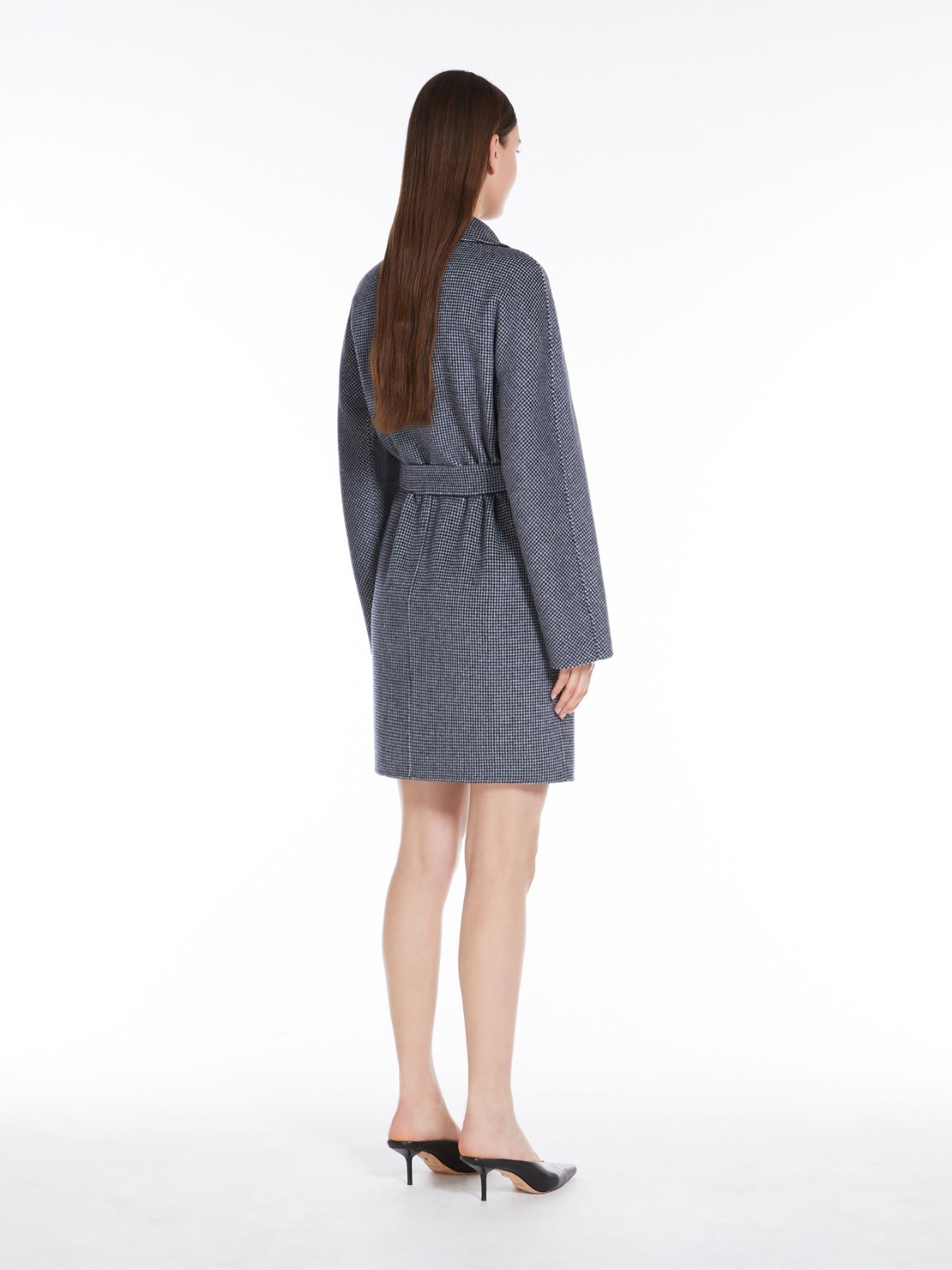 Patterned wool cardigan coat