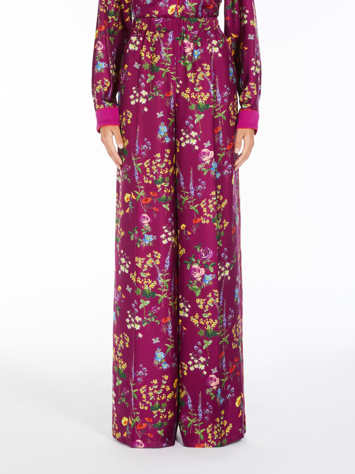 Printed silk pyjama-style trousers
